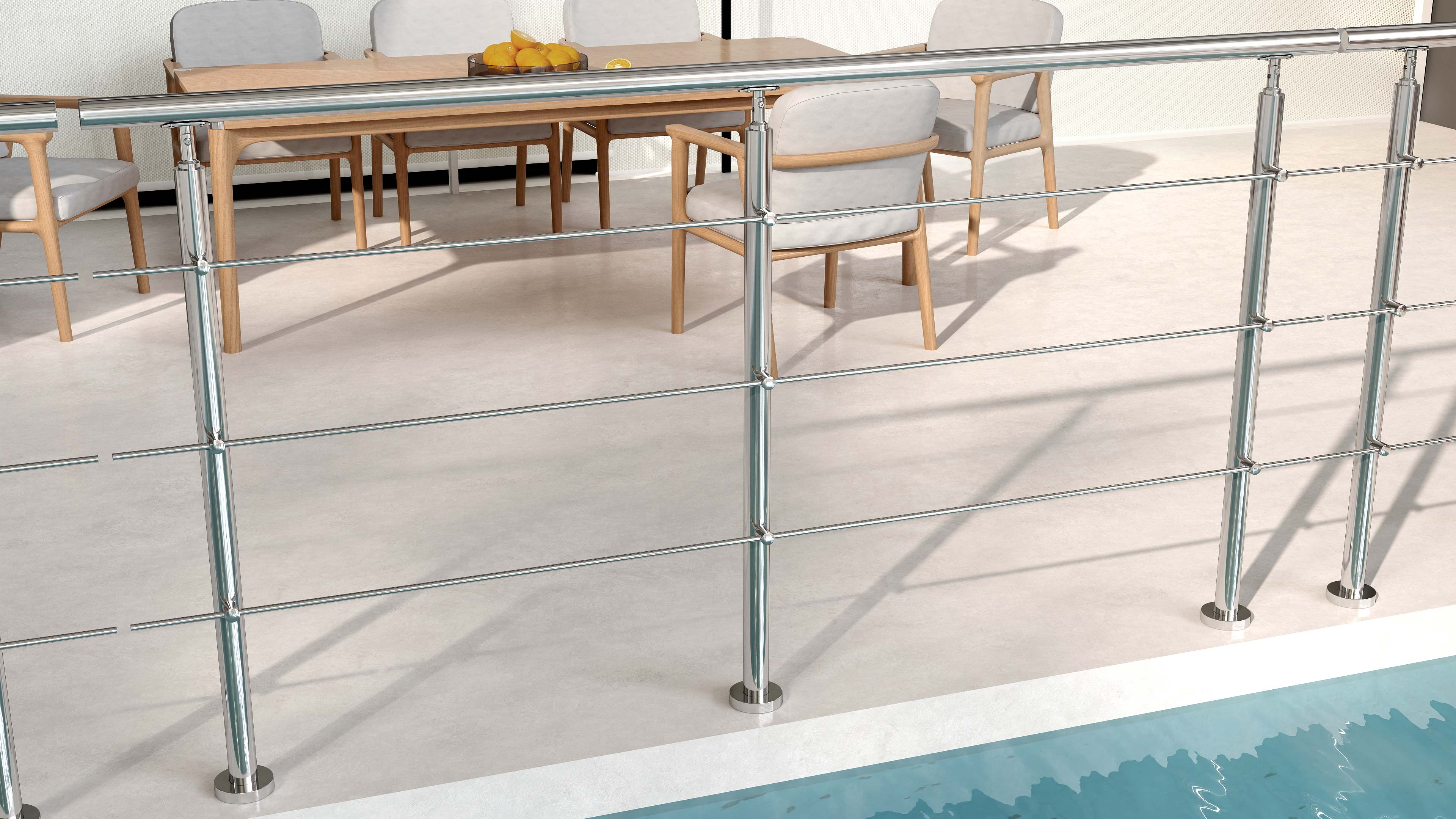 Balaustra Ringhiera Corrimano in acciaio inox 304 spazzolato 3 barre trasversali - Image 3