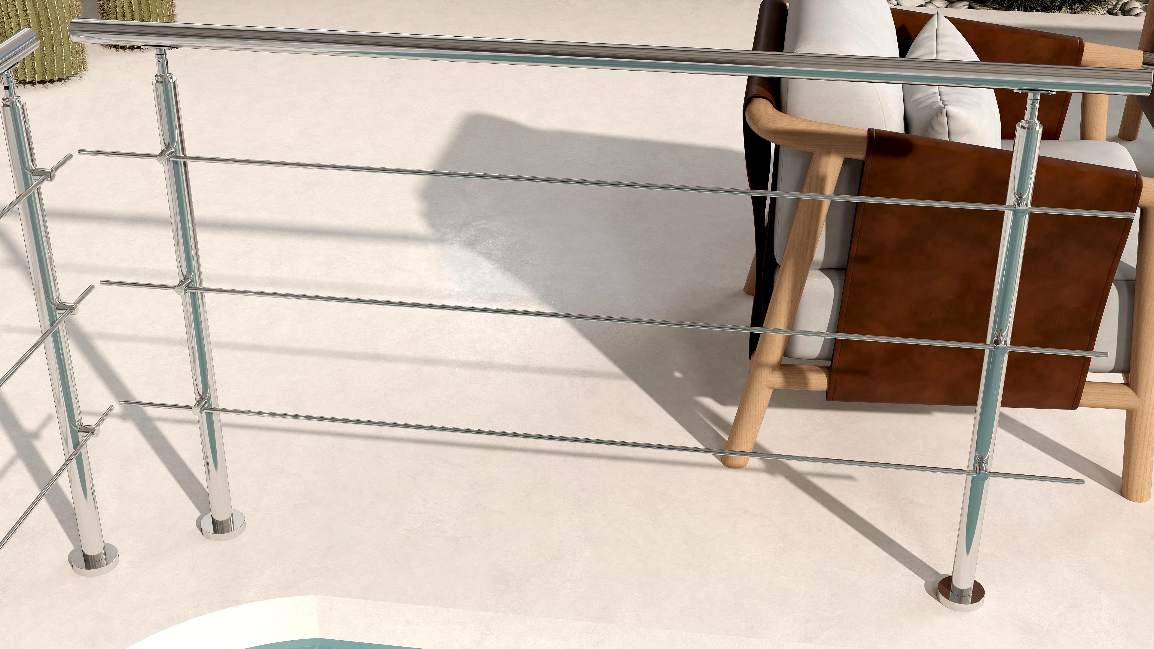 Balaustra Ringhiera Corrimano in acciaio inox 304 spazzolato 3 barre trasversali - Image 4