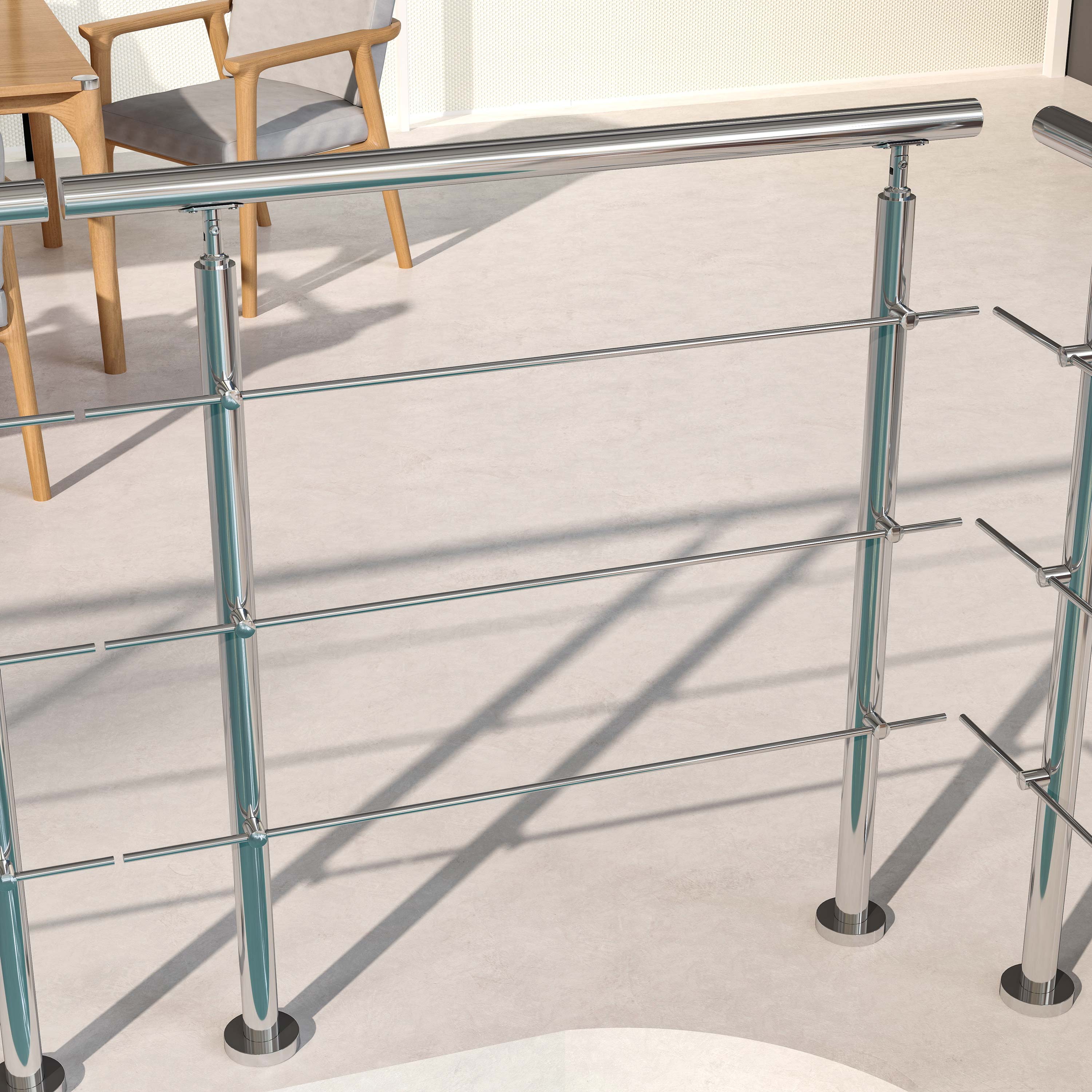 Balaustra Ringhiera Corrimano in acciaio inox 304 spazzolato 3 barre trasversali - Image 5