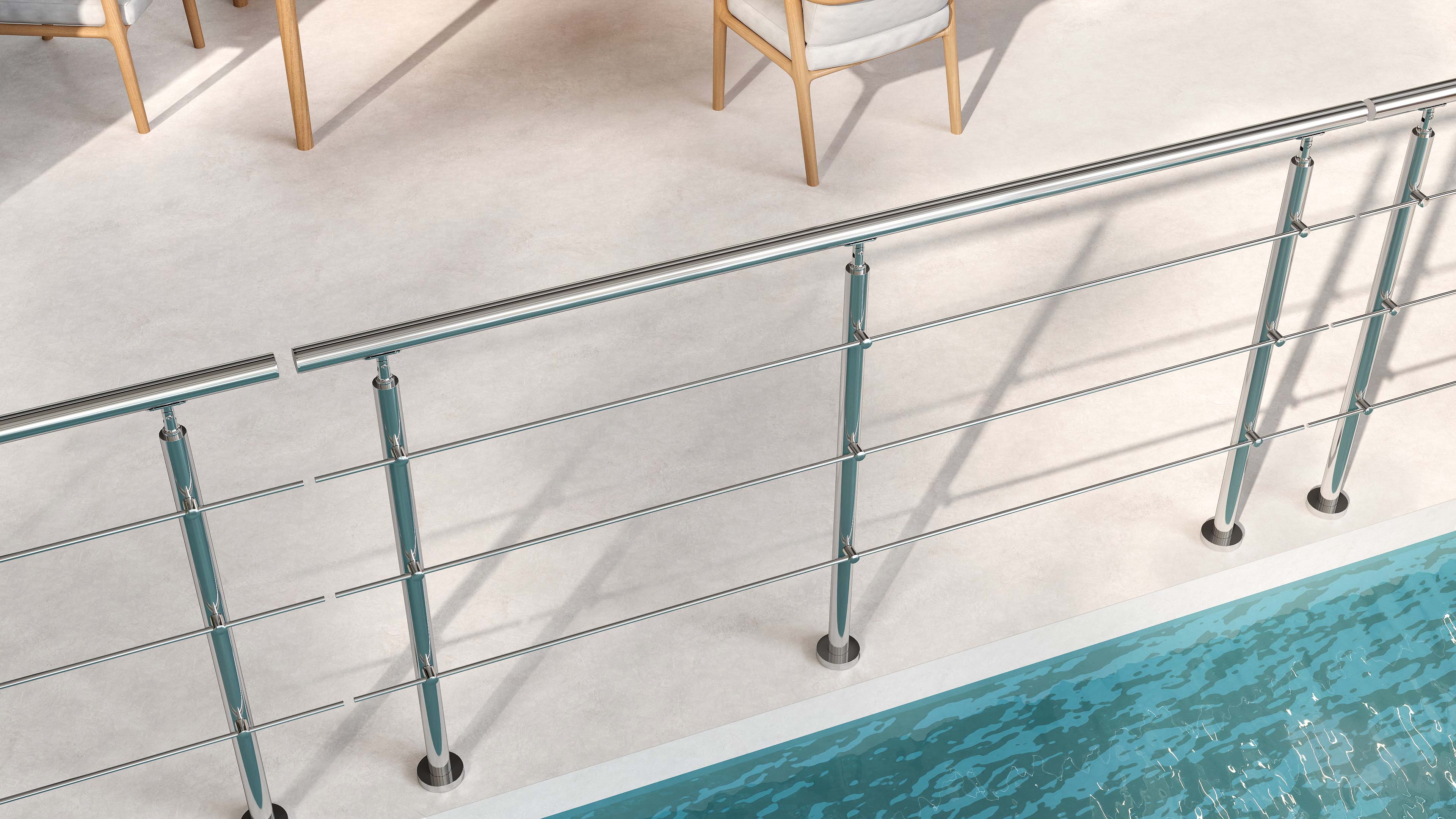 Balaustra Ringhiera Corrimano in acciaio inox 304 spazzolato 3 barre trasversali - Image 6