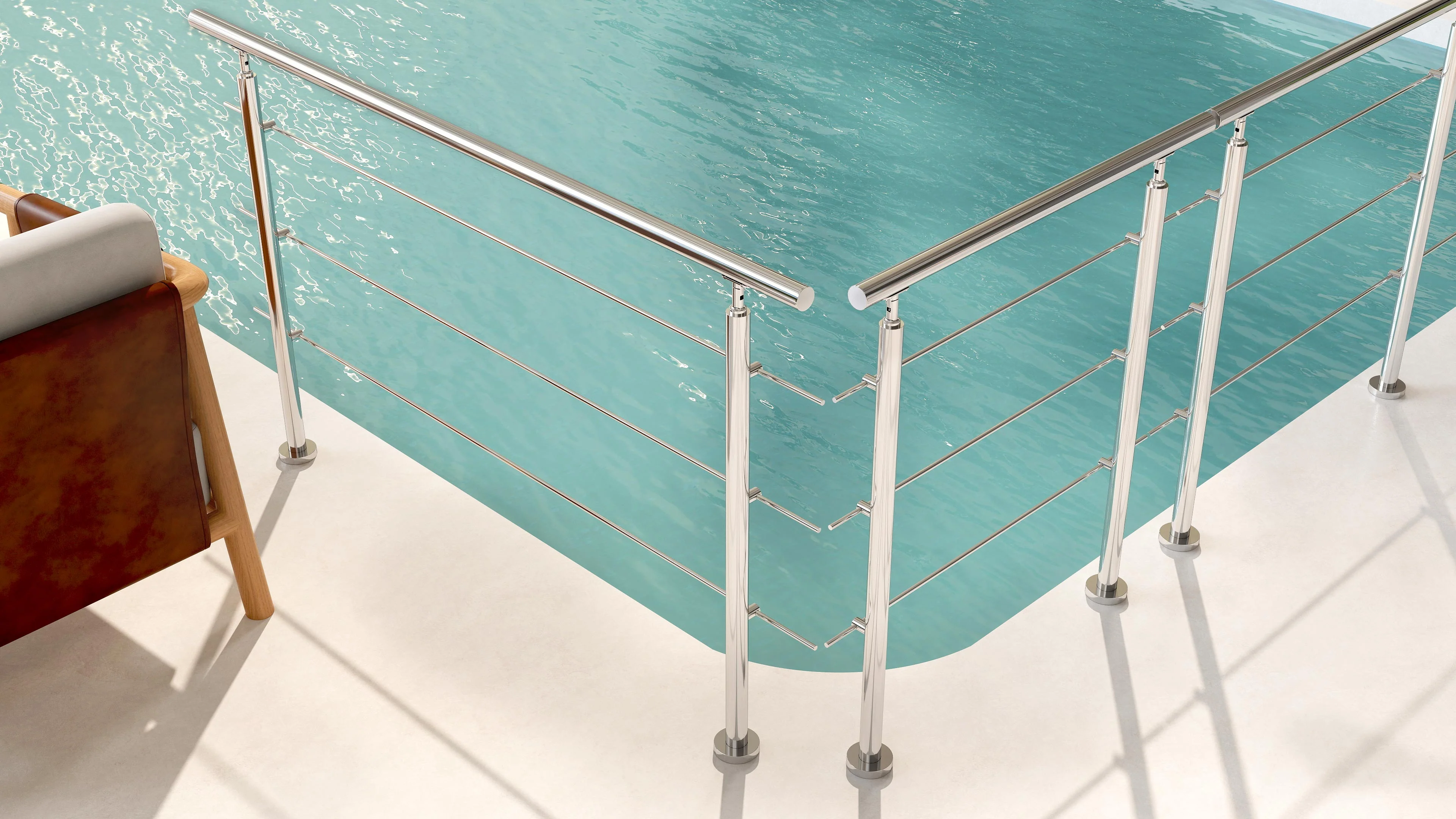 Balaustra Ringhiera Corrimano in acciaio inox 304 spazzolato 3 barre trasversali - Image 8