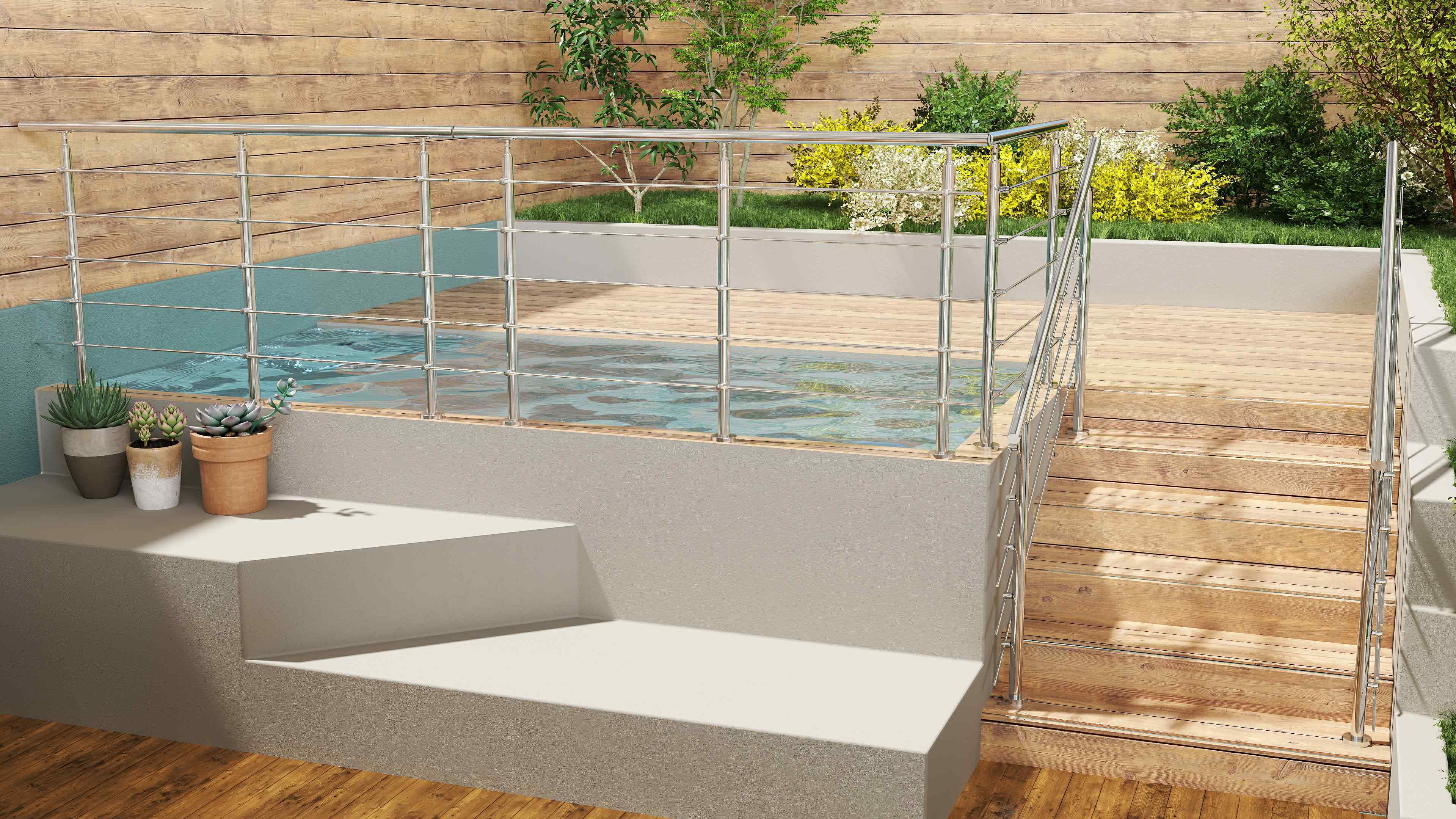 Balaustra Ringhiera Corrimano in acciaio inox 304 spazzolato 5 barre trasversali - Image 4