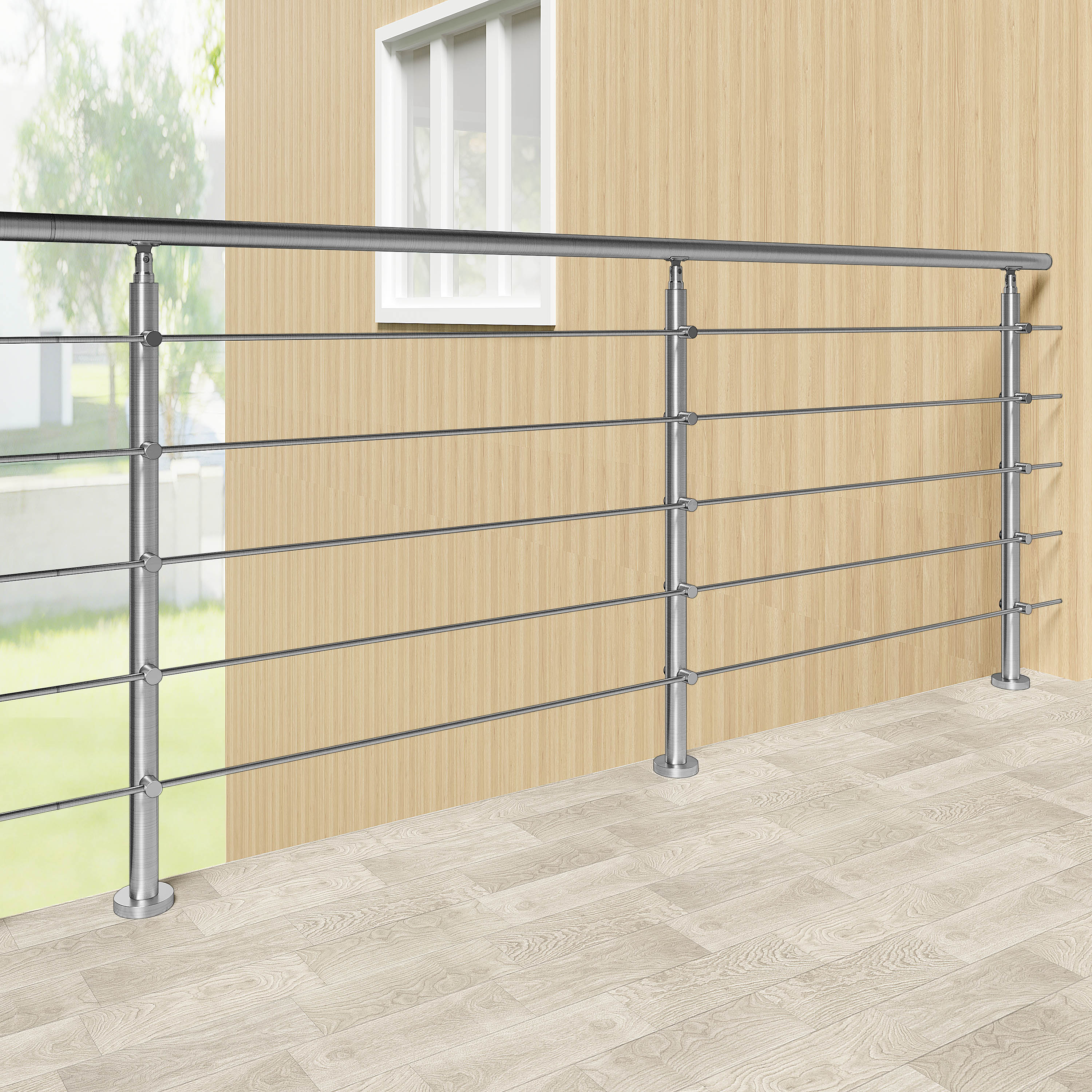 Ringhiera universale in acciaio inox 80-100-120-150-180-200-220-240 cm con 5 barre trasversali - Image 5