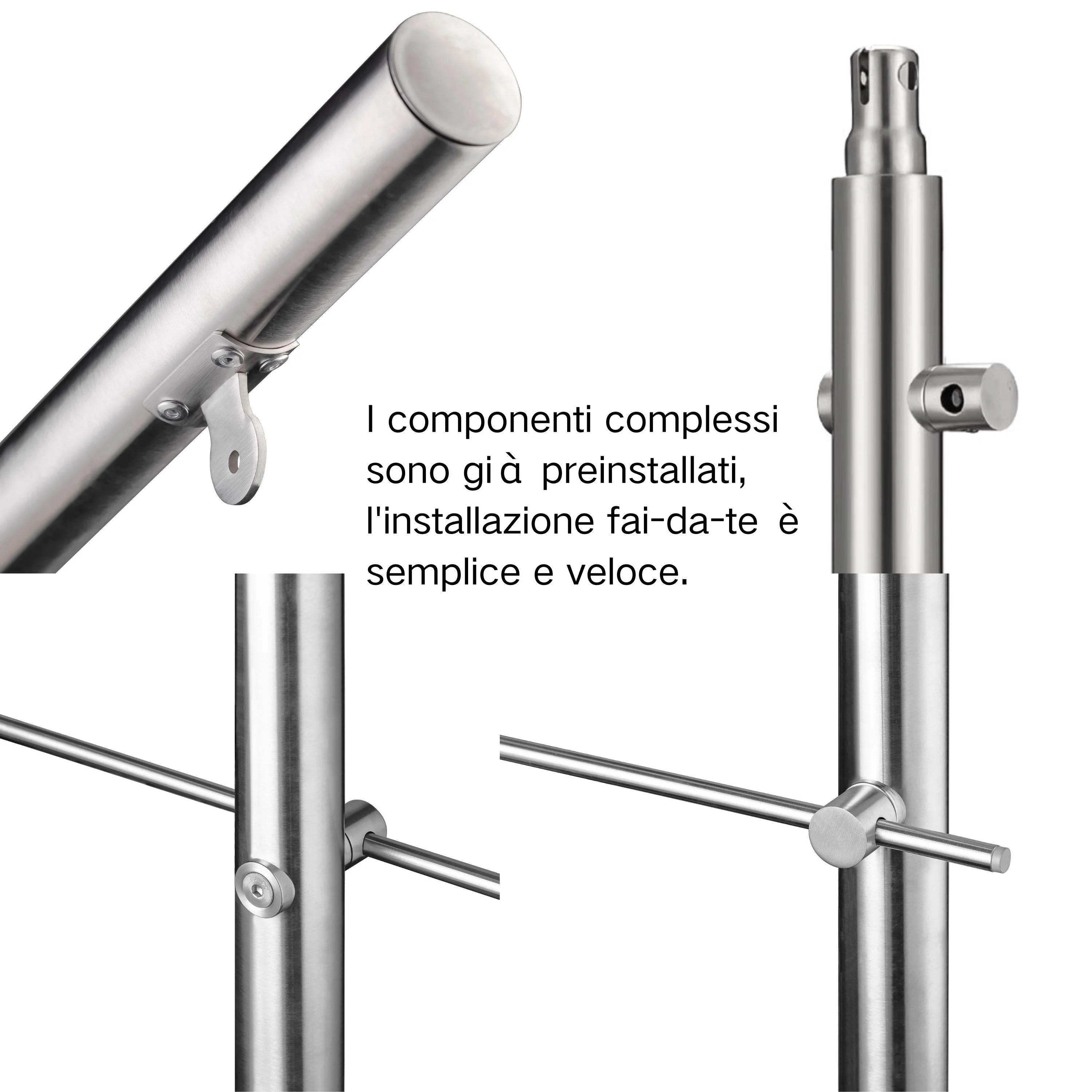 Ringhiera universale in acciaio inox 80-100-120-150-180-200-220-240 cm con 5 barre trasversali - Image 8