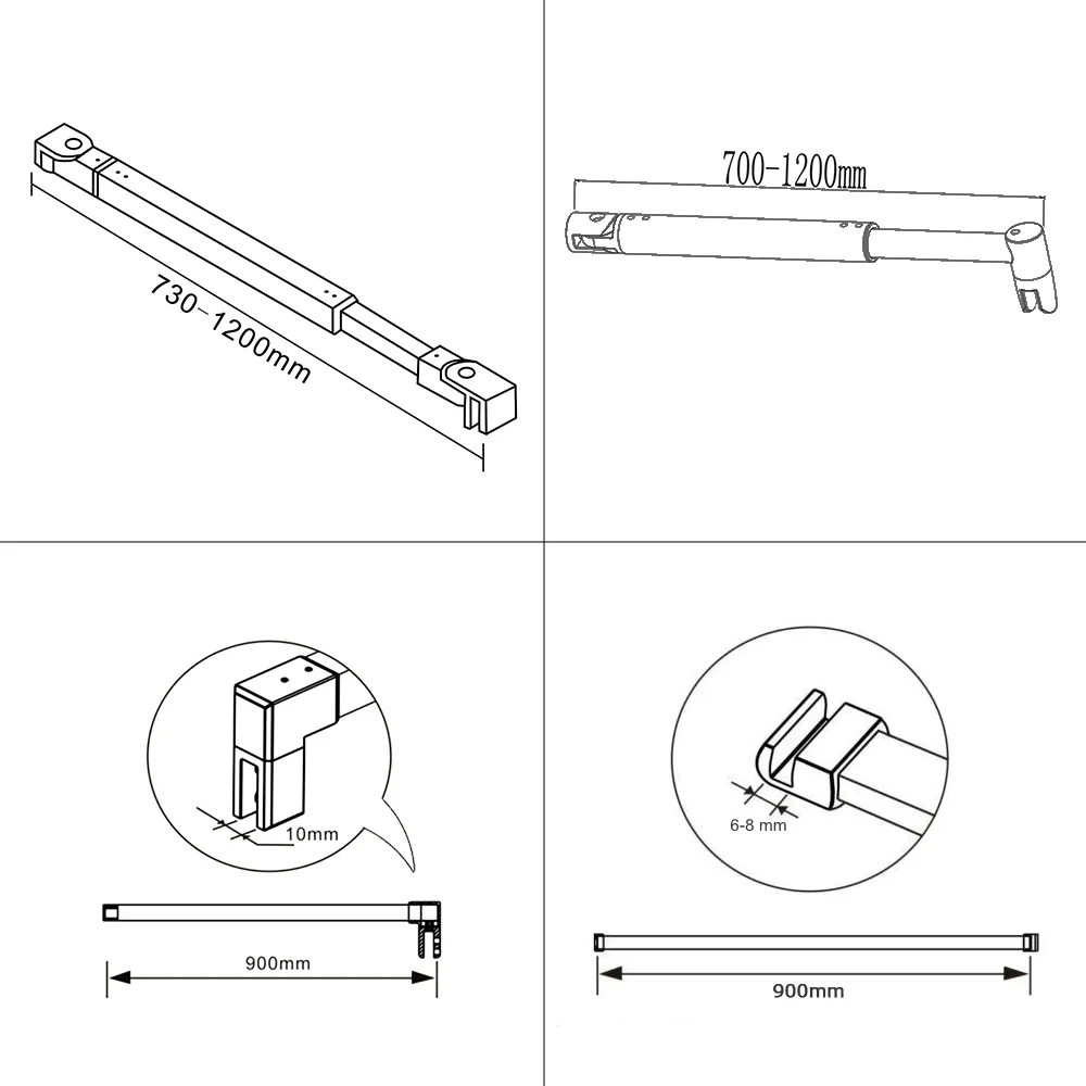 Barra Stabilizzatrice per Rinforzare Vetro di Box Doccia Nero Opaco Vari Modelli - Image 5