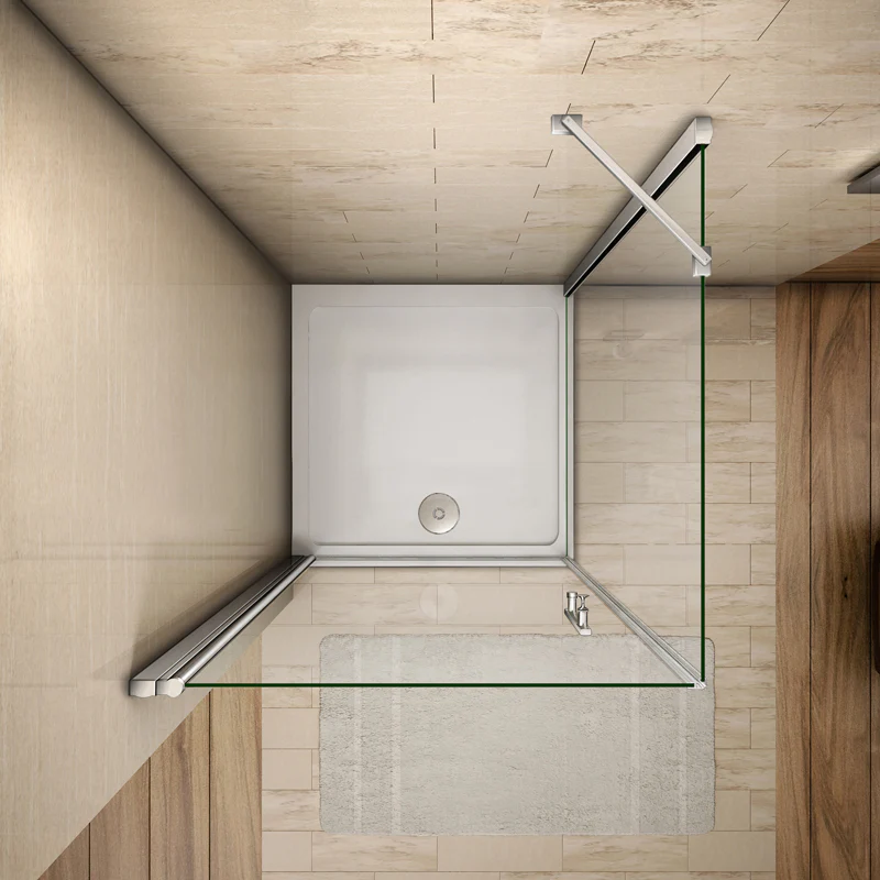 Aica 187cm Box Doccia Angolare Porta Battente Vetro 6 mm Temperato Anticalcare Telaio e Barra Stabilizzatrice Cromato Lucido varie dimensioni - Image 3