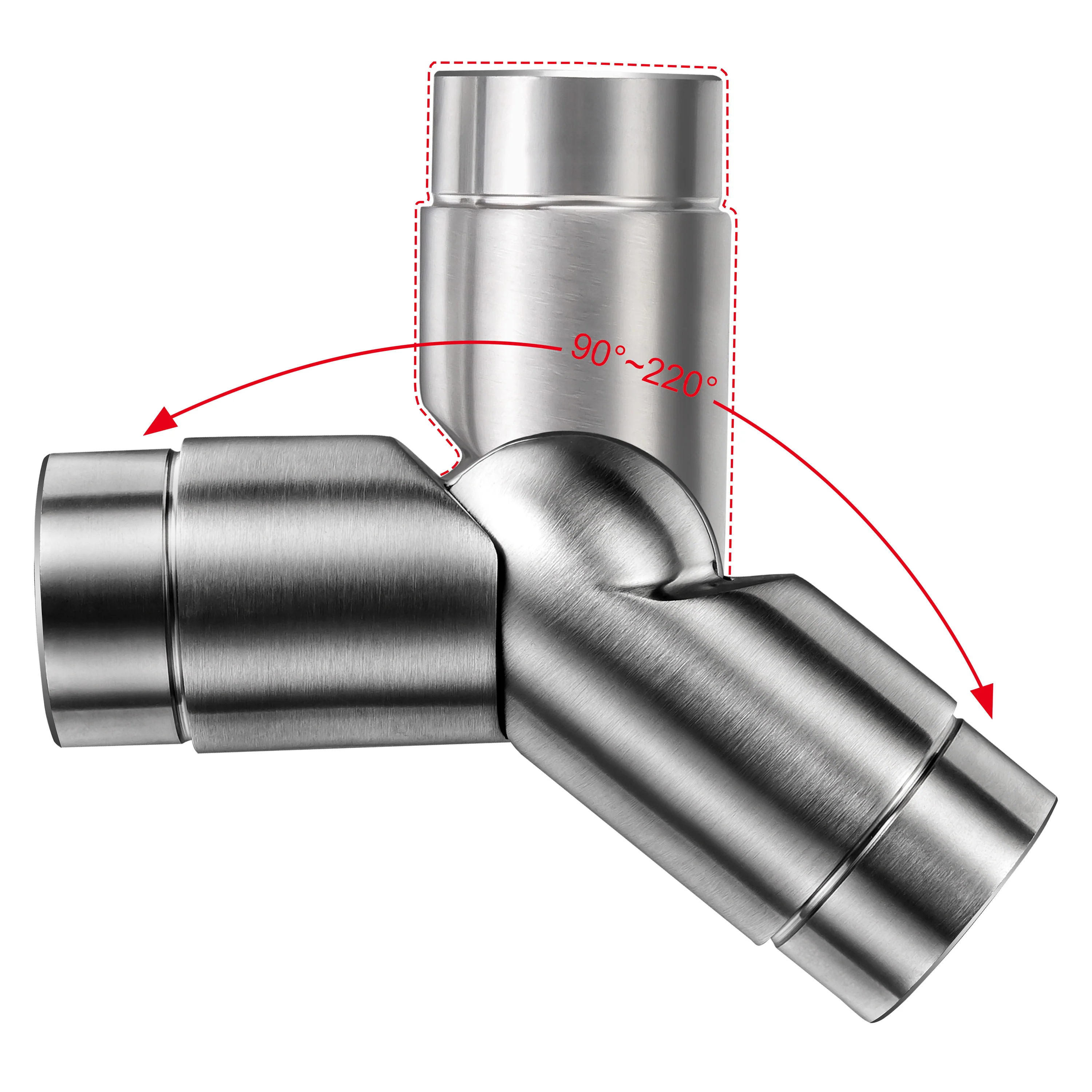 Connettore regolabile /Connettore dritto in acciaio inox 304 per corrimano Ø42.2/42.4mm parete - Image 11