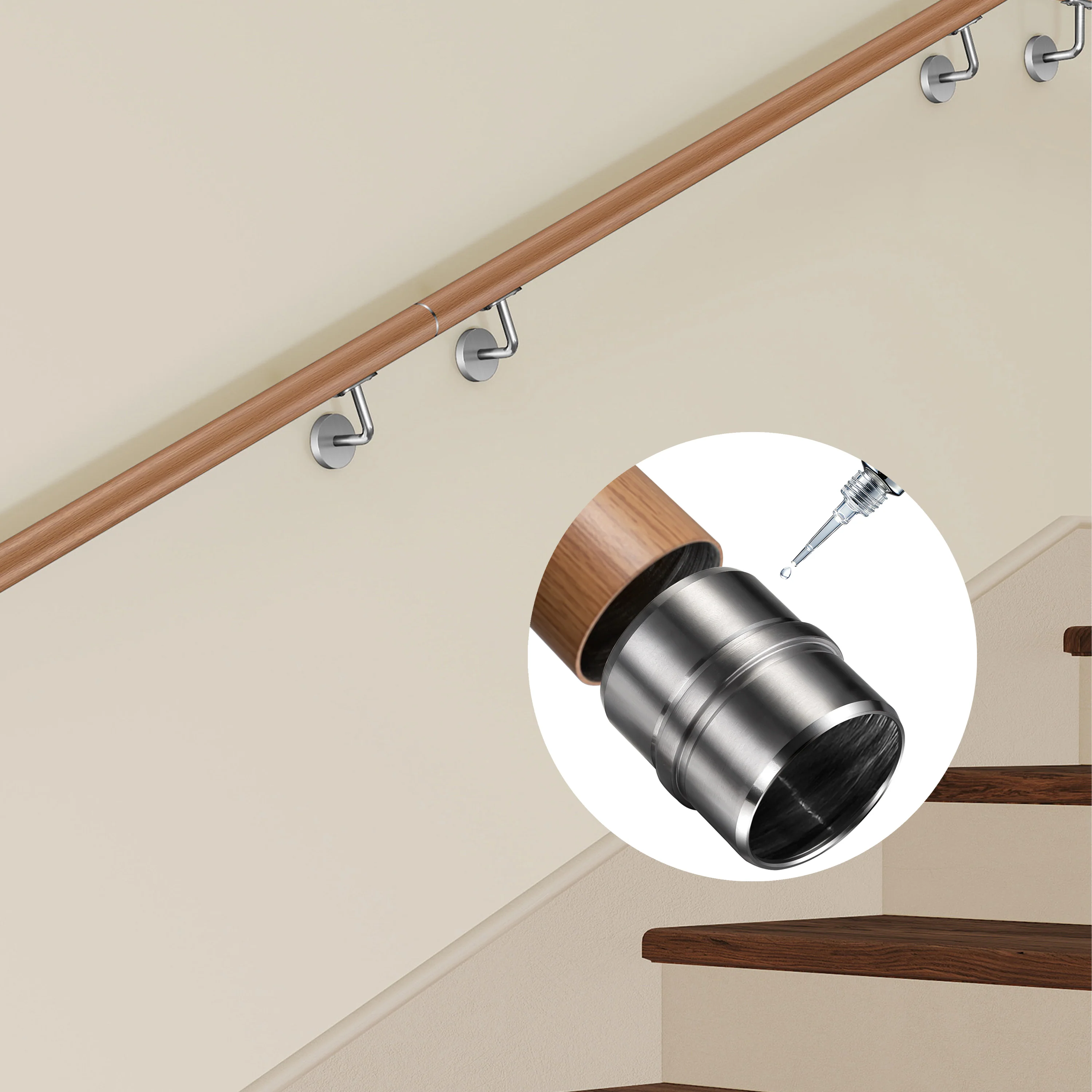 Connettore regolabile /Connettore dritto in acciaio inox 304 per corrimano Ø42.2/42.4mm parete - Image 8