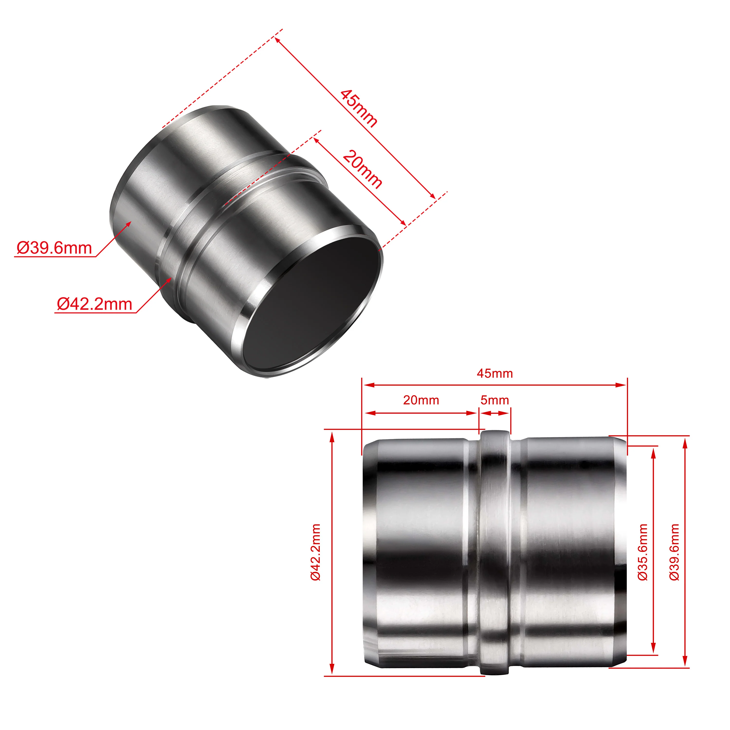 Connettore regolabile /Connettore dritto in acciaio inox 304 per corrimano Ø42.2/42.4mm parete - Image 9