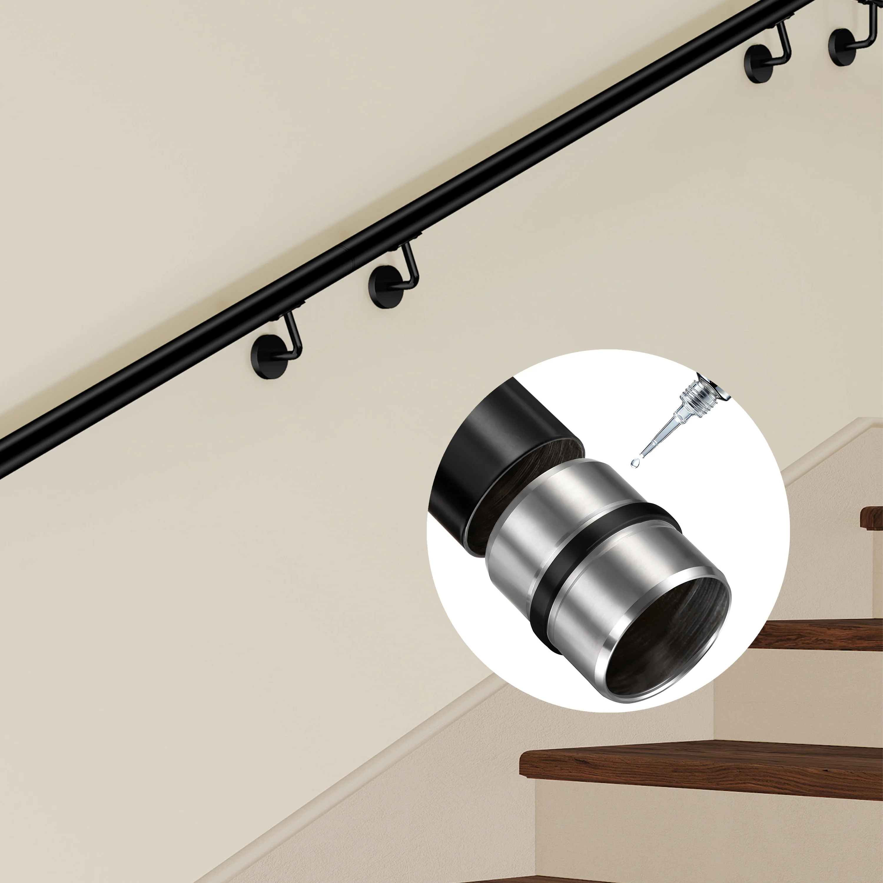 Connettore regolabile/Connettore dritto in acciaio inox 304 per corrimano Ø42.2/42.4mm parete - Image 4