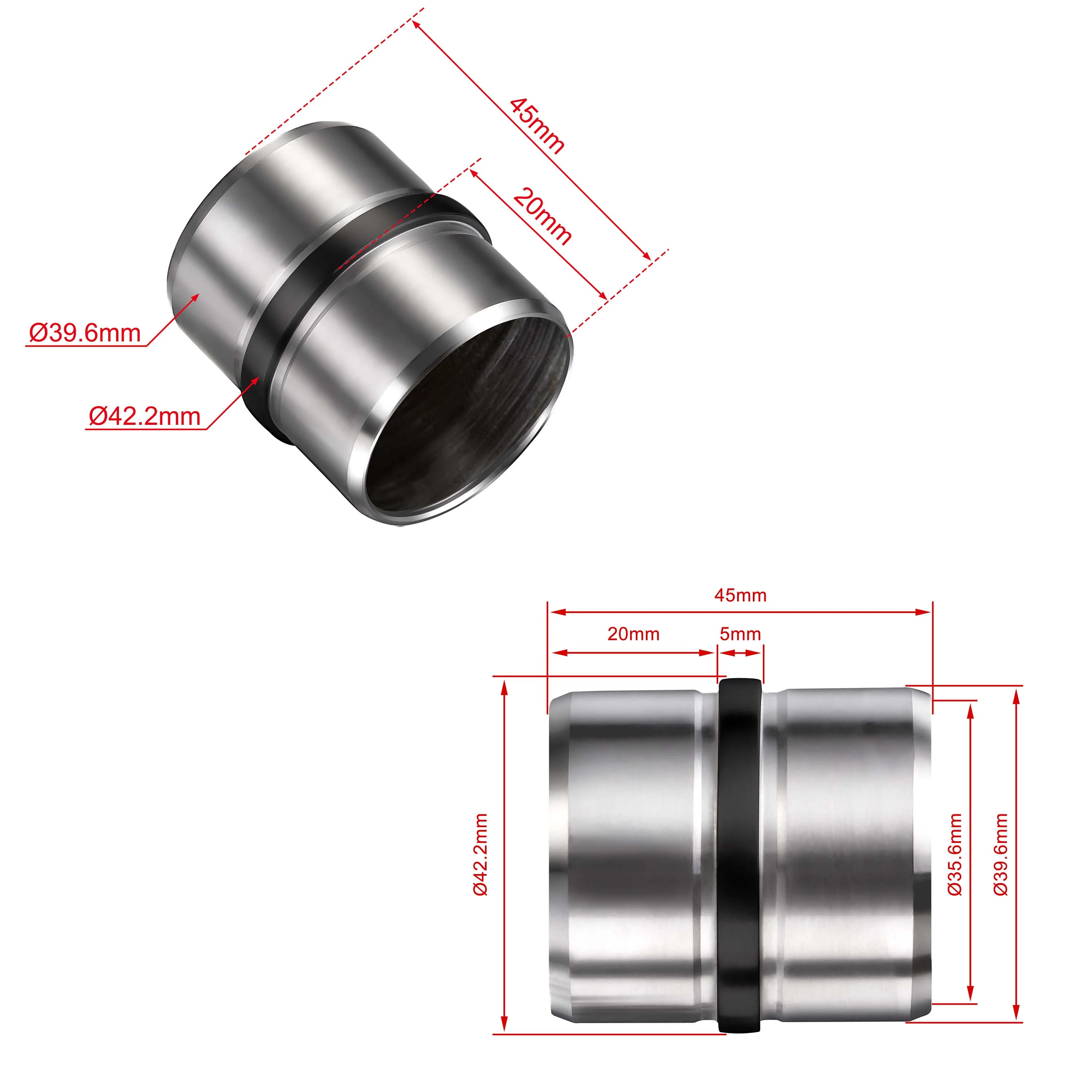 Connettore regolabile/Connettore dritto in acciaio inox 304 per corrimano Ø42.2/42.4mm parete - Image 6