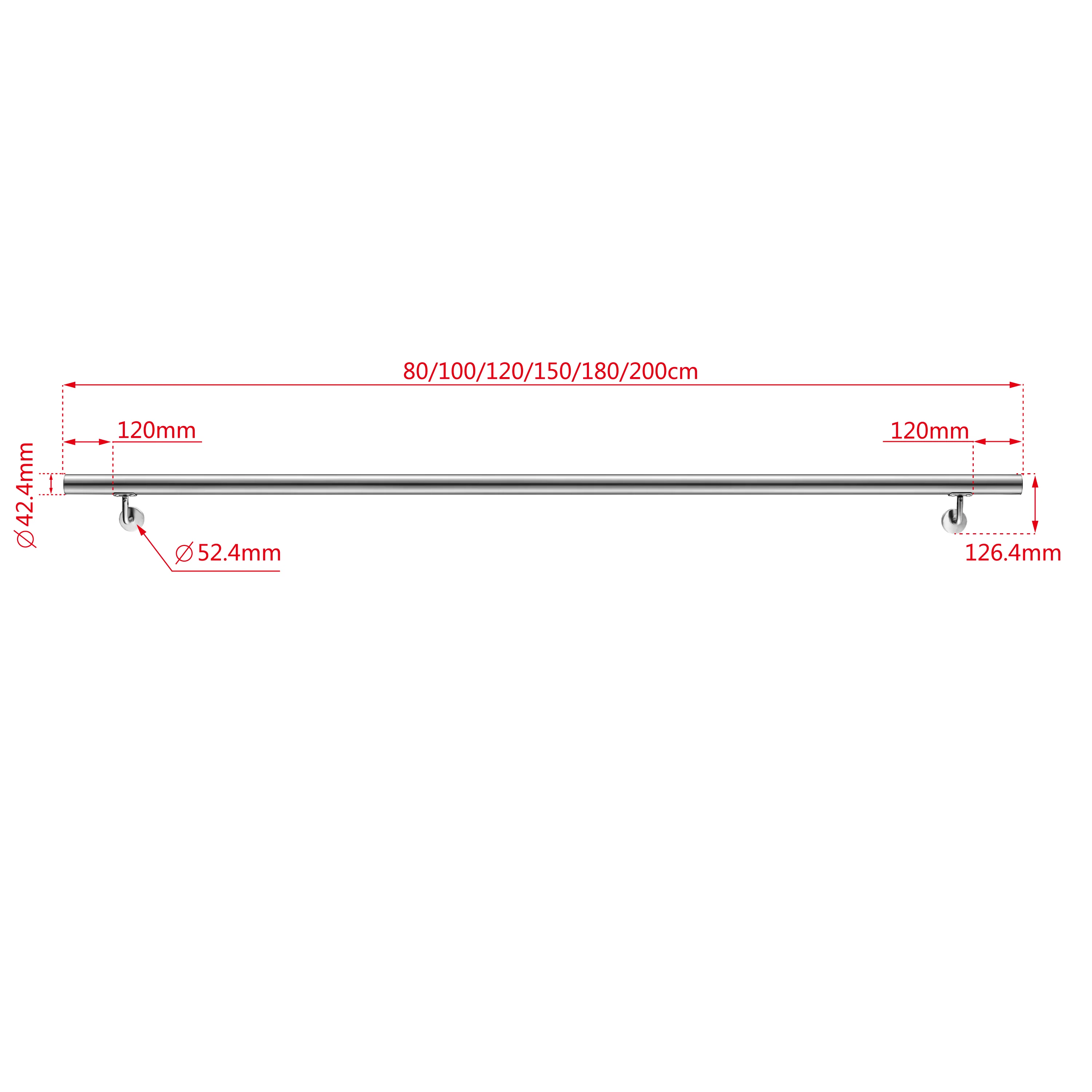 Corrimano in acciaio inox 304 spazzolato 80/100/120/150/180/200cm per interni ed esterni scale - Image 11