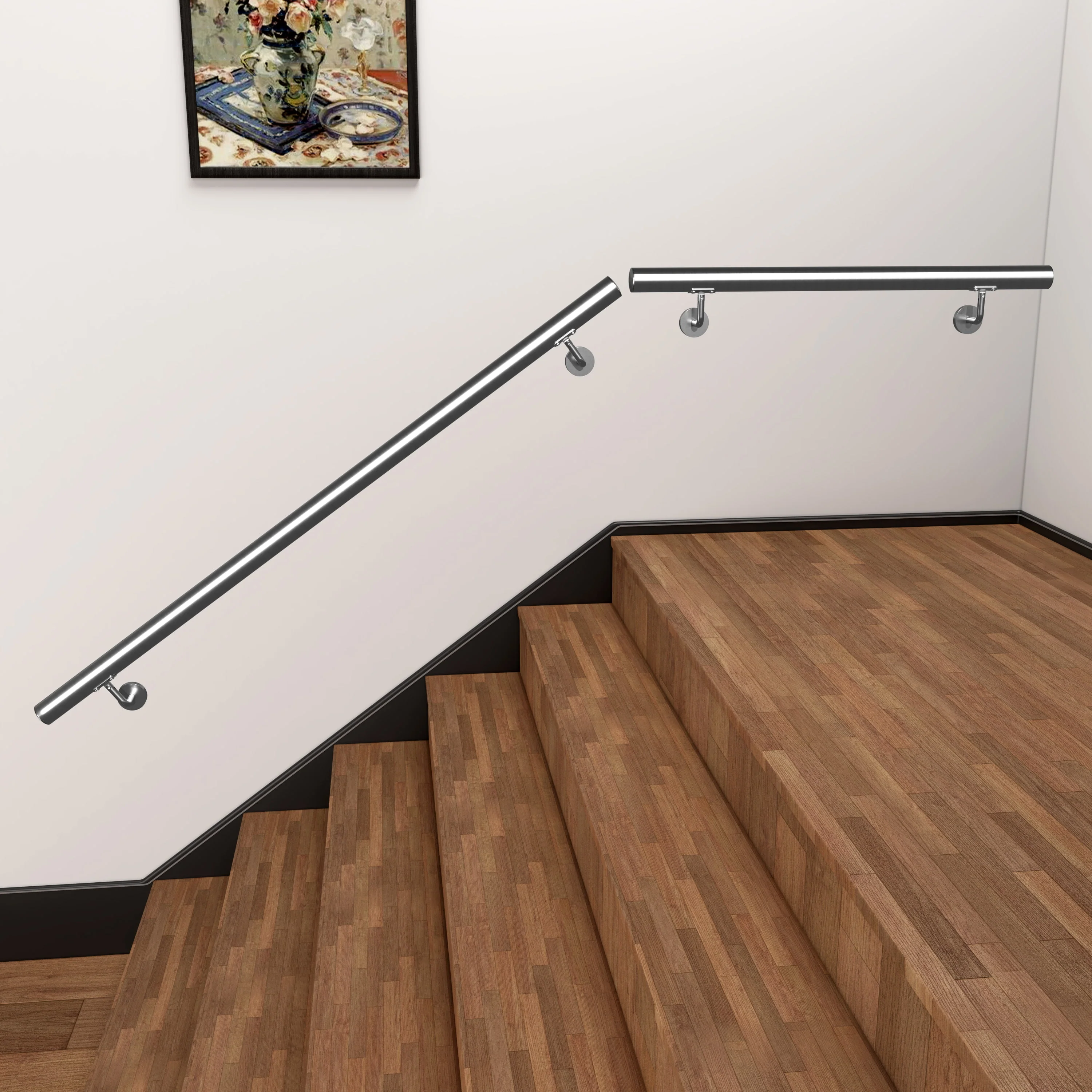 Corrimano in acciaio inox 304 spazzolato 80/100/120/150/180/200cm per interni ed esterni scale - Image 3