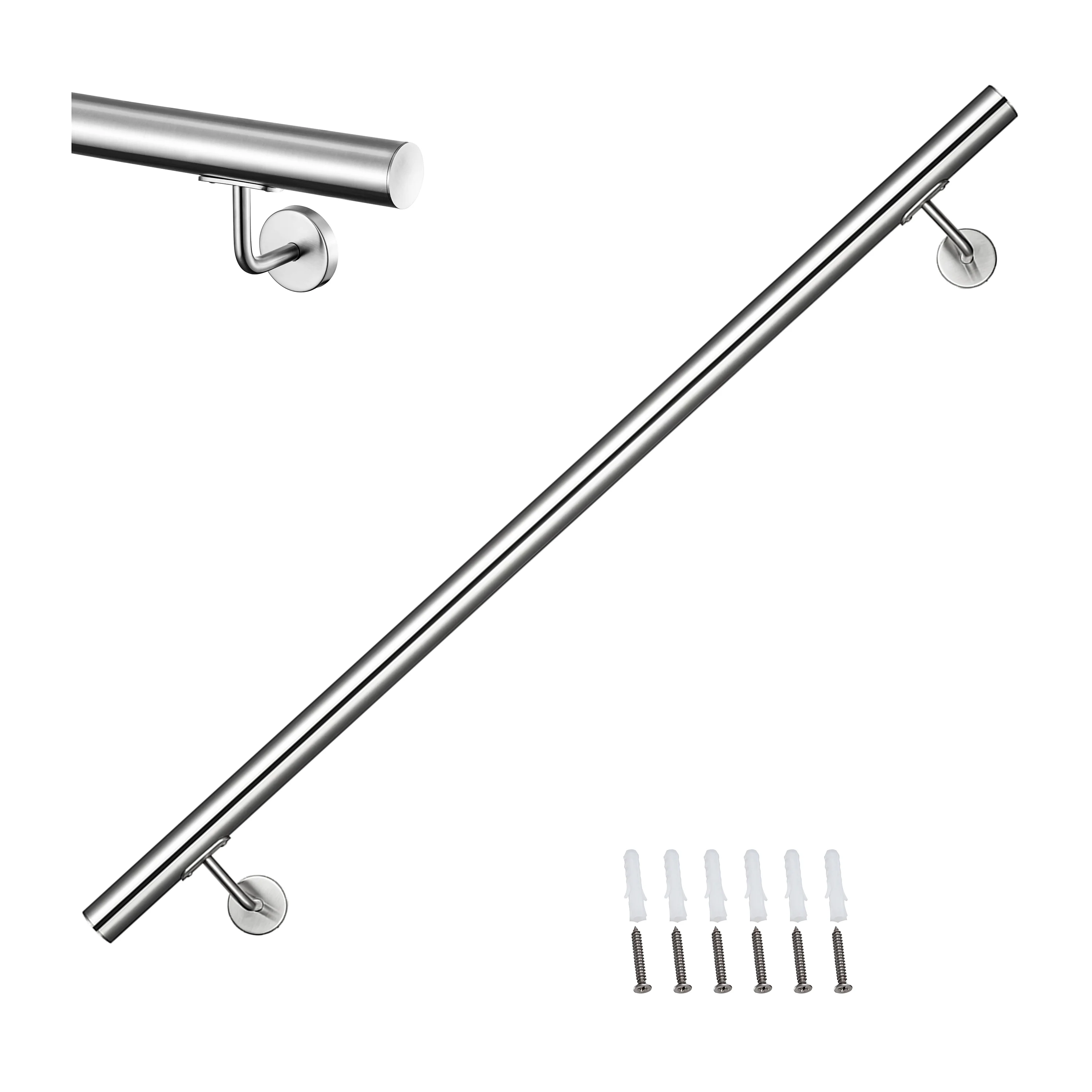 Corrimano Inox 304 Satinato 80-100-120-150-180-200-220-240 cm per Pareti Interne ed Esterne - Image 16