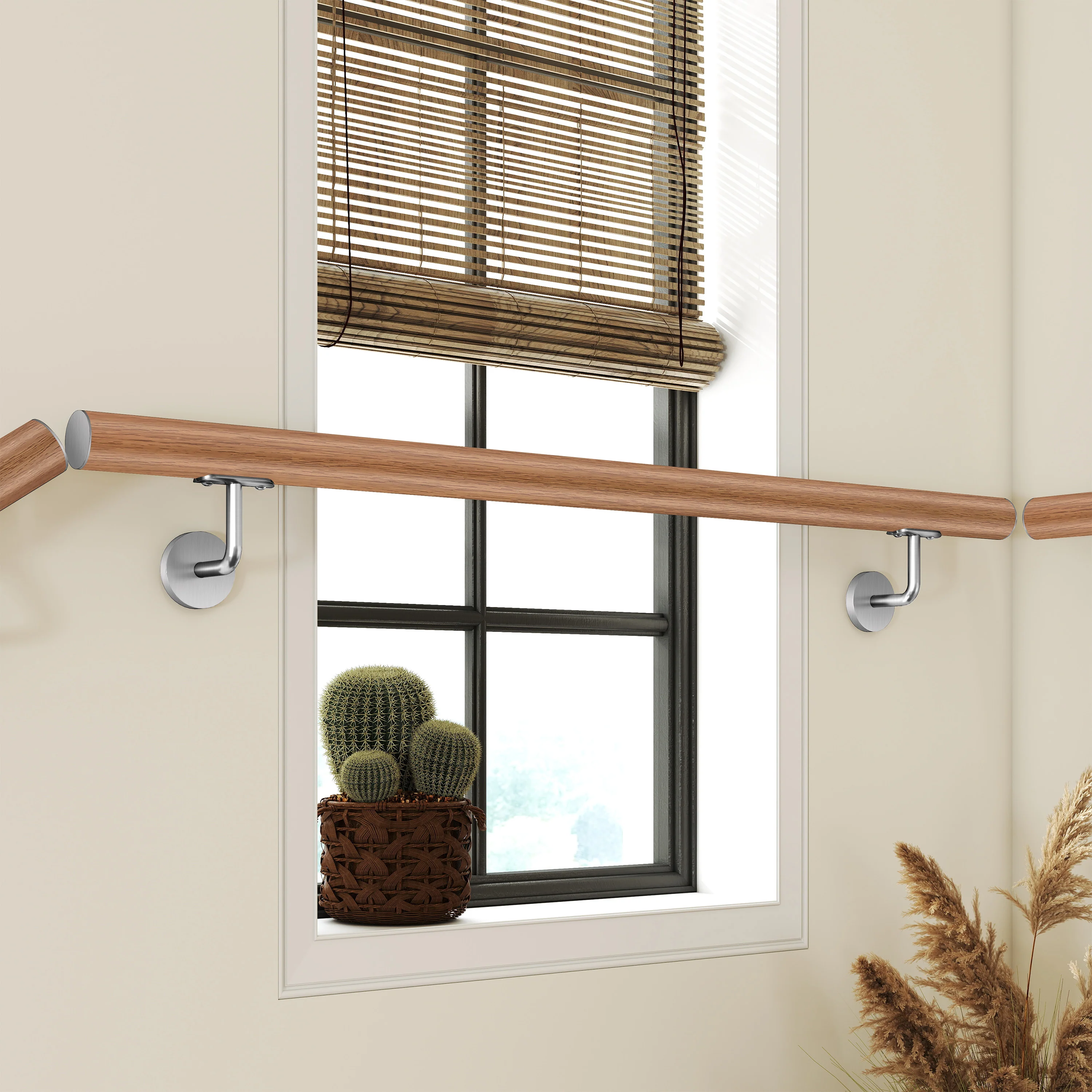 Corrimano Inox 304 effetto legno marrone 80-100-120-150-180-200-220-240 cm per Pareti Interne ed Esterne - Image 5