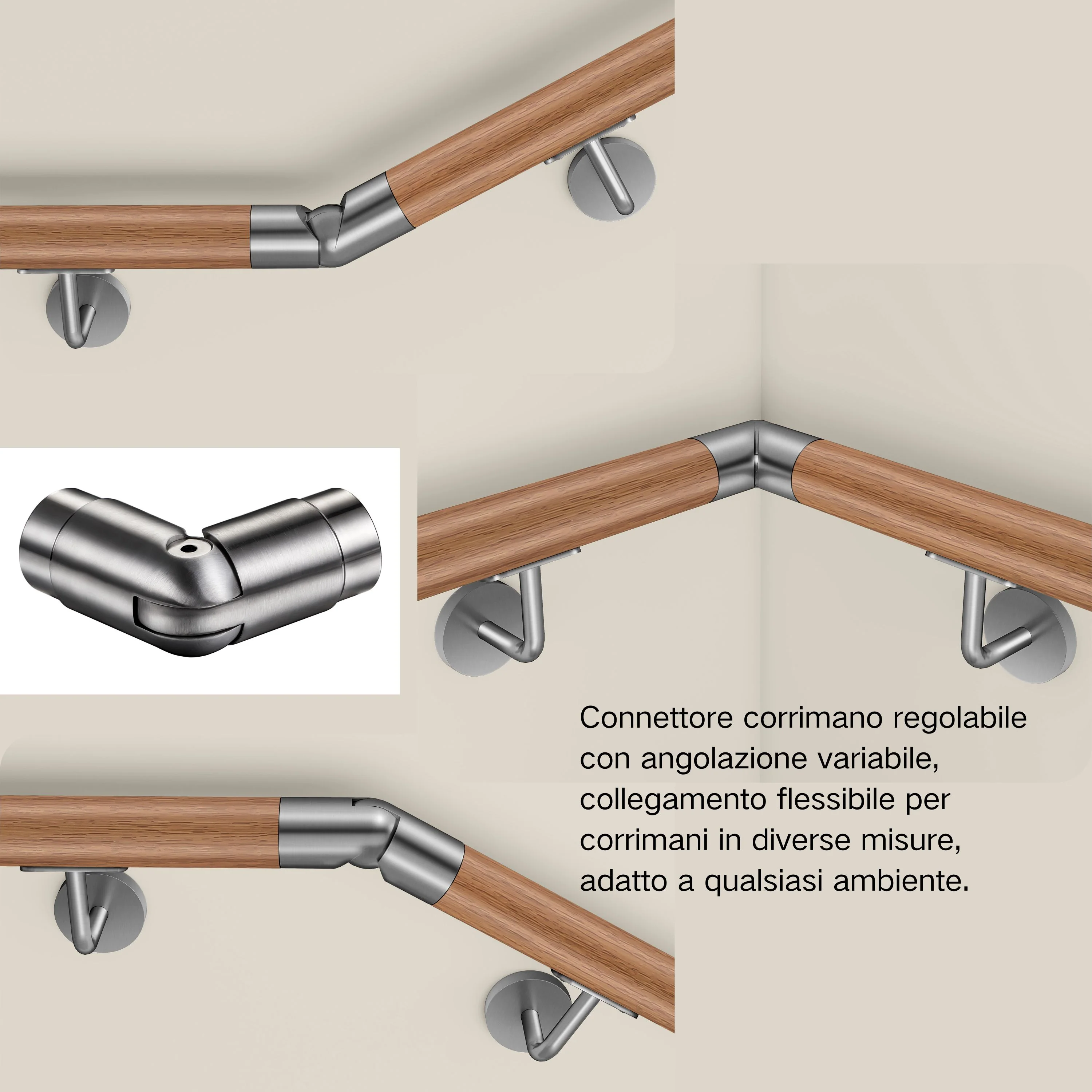 Corrimano Inox 304 effetto legno marrone 80-100-120-150-180-200-220-240 cm per Pareti Interne ed Esterne - Image 8
