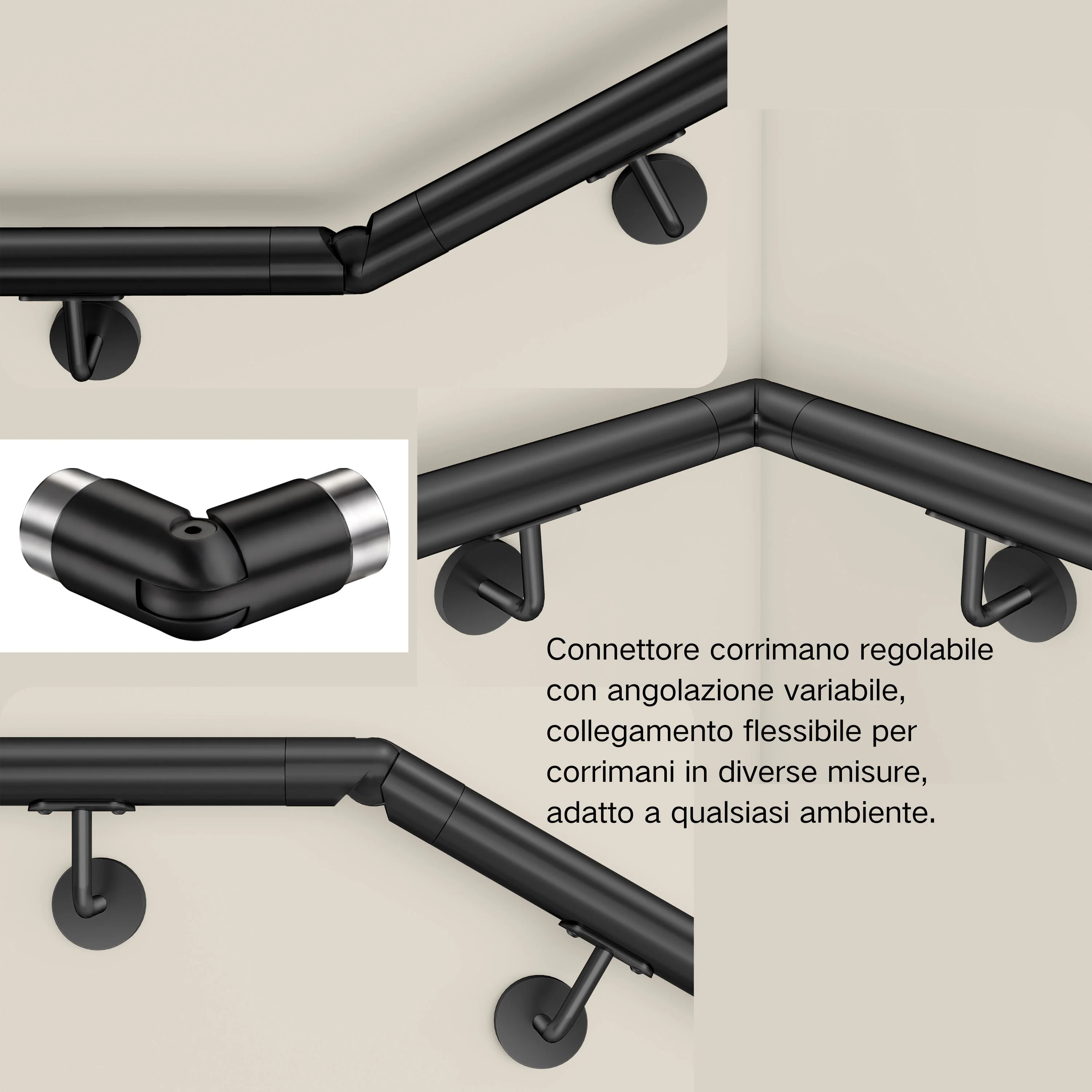 Corrimano Inox 304 nero opaco 80-100-120-150-180-200-220-240 cm per Scale Interne ed Esterne - Image 12