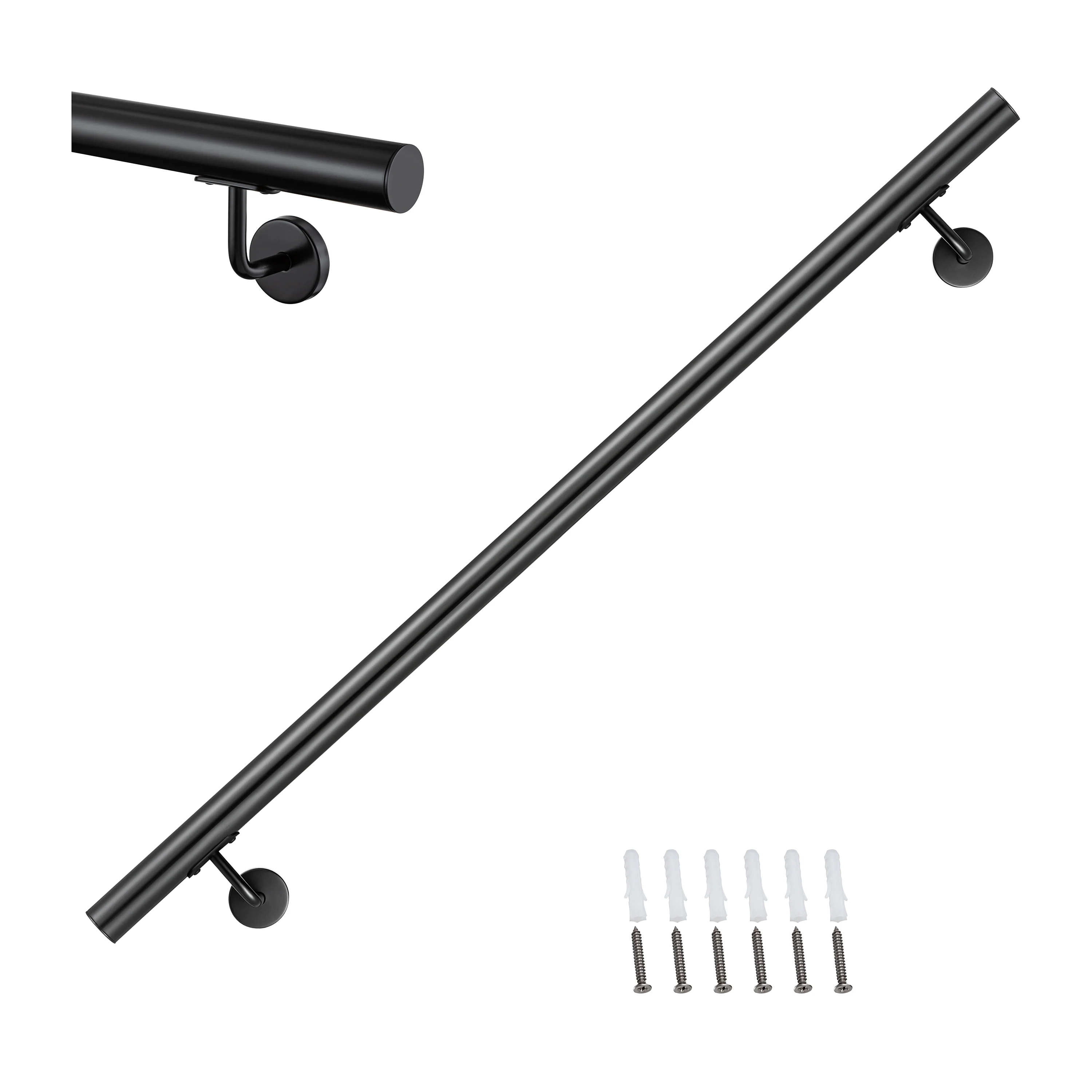 Corrimano Inox 304 nero opaco 80-100-120-150-180-200-220-240 cm per Scale Interne ed Esterne - Image 16