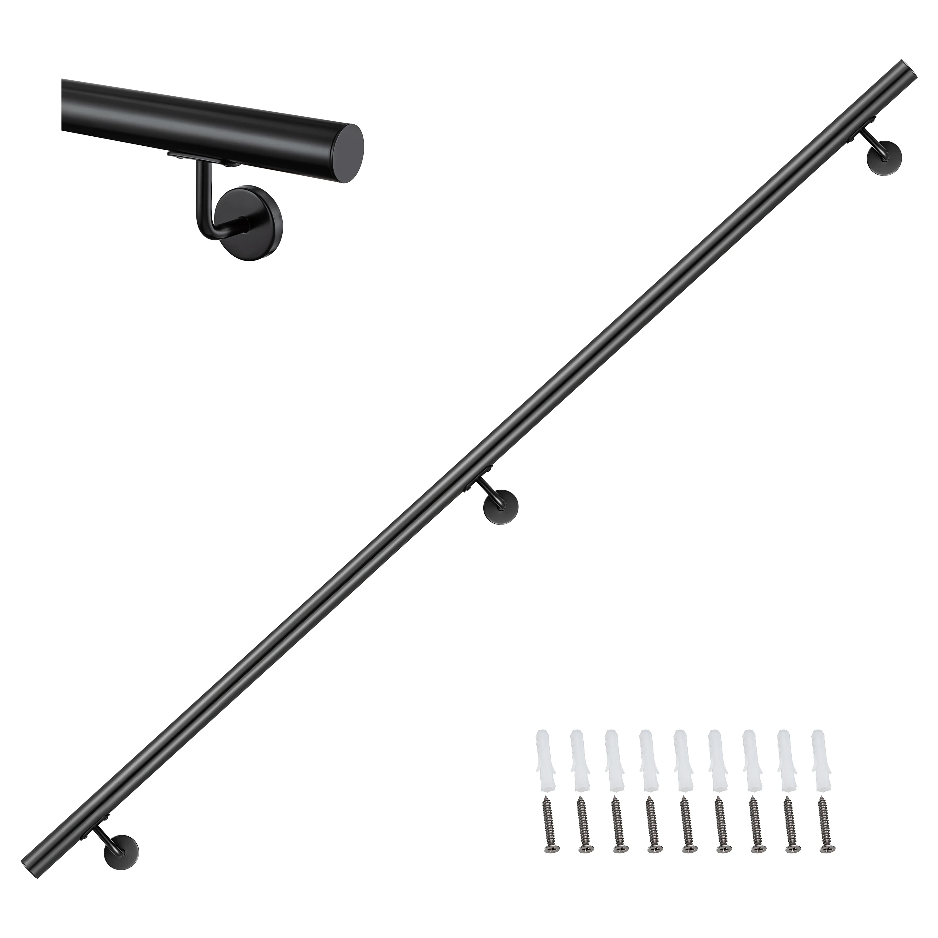 Corrimano Inox 304 nero opaco 80-100-120-150-180-200-220-240 cm per Scale Interne ed Esterne - Image 17