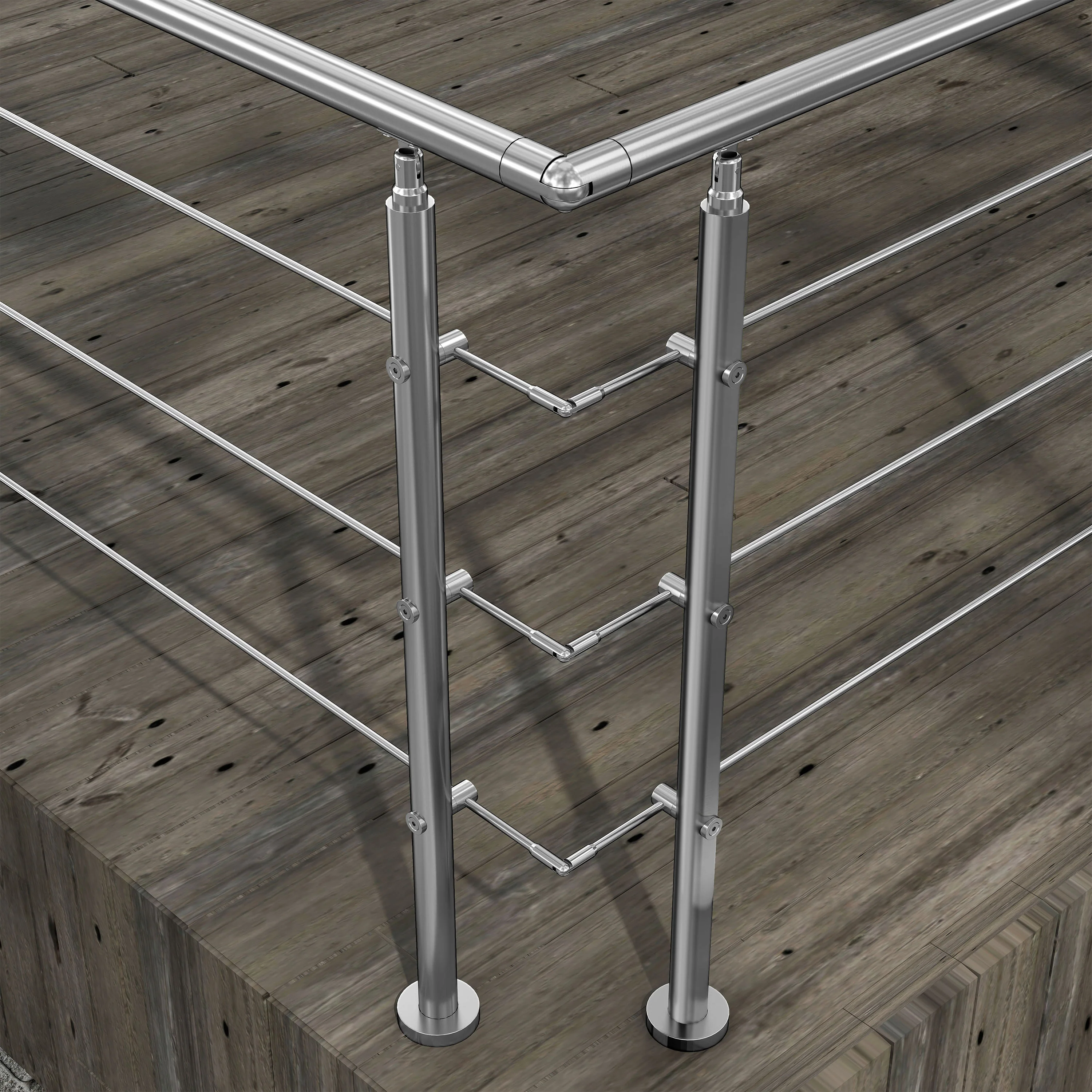 Kit Connettore Dritto/Angolo Regolabile  per Ringhiere in Acciaio Inox 304 Diametro 42.4 mm Configuratore per Corrimano per Ringhiere a 3/5 Traversi - Image 6