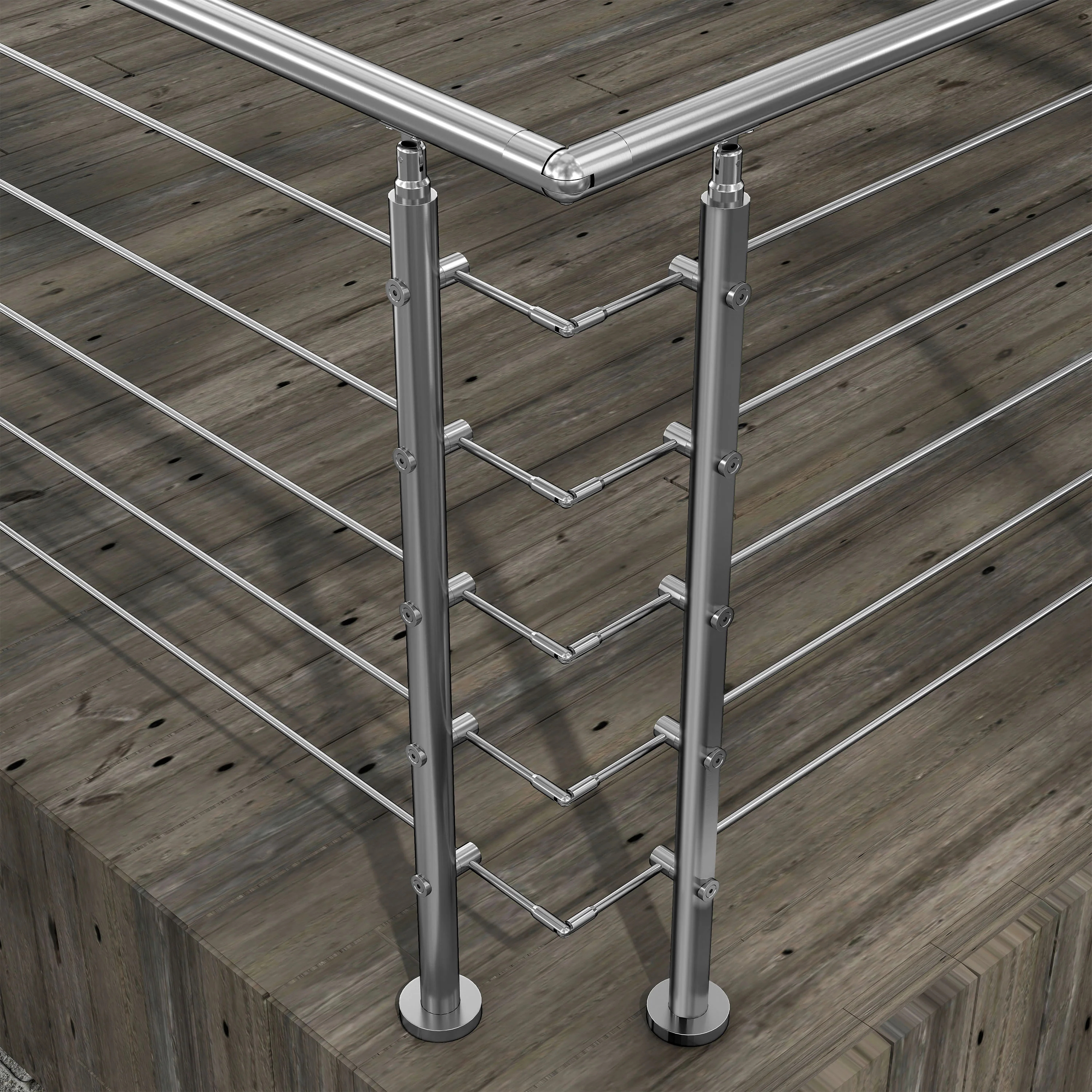 Kit Connettore Dritto/Angolo Regolabile  per Ringhiere in Acciaio Inox 304 Diametro 42.4 mm Configuratore per Corrimano per Ringhiere a 3/5 Traversi - Image 9