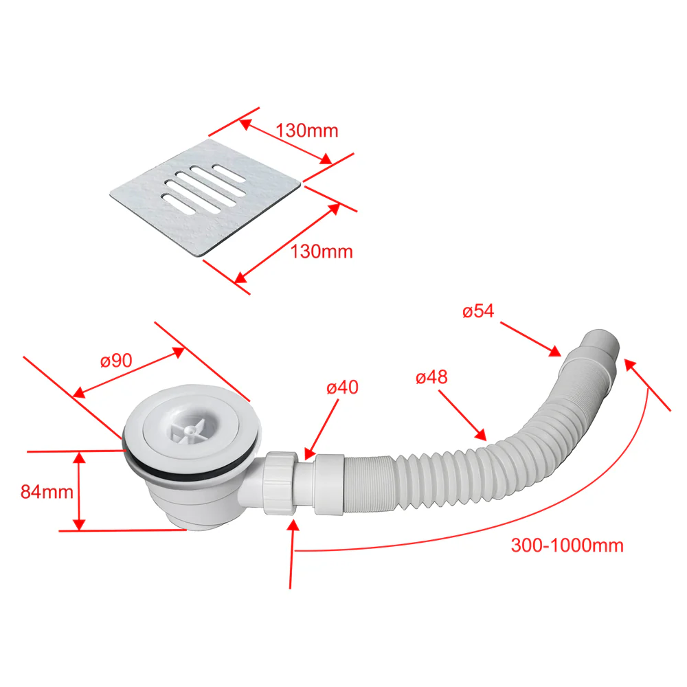 Piatto Doccia Bianco in Marmo Resina Mista Effetto Ardesia Ruvido Piletta e Tubo inclusi Spessore di 3cm Ultraslim - Image 12