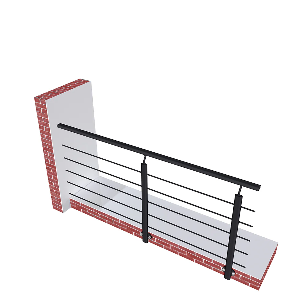 Ringhiera Balaustra in Alluminio Argento Opaco o Nero Opaco 200x100cm a Fissaggio a Parete, con supporto di collegamento a Parete - Image 11