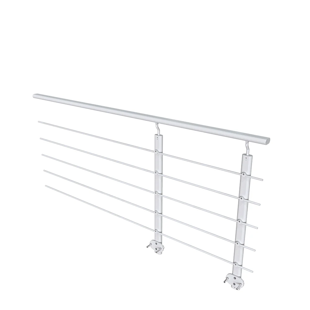 Ringhiera Balaustra in Alluminio Argento Opaco o Nero Opaco 200x100cm a Fissaggio a Parete, con supporto di collegamento a Parete - Image 3