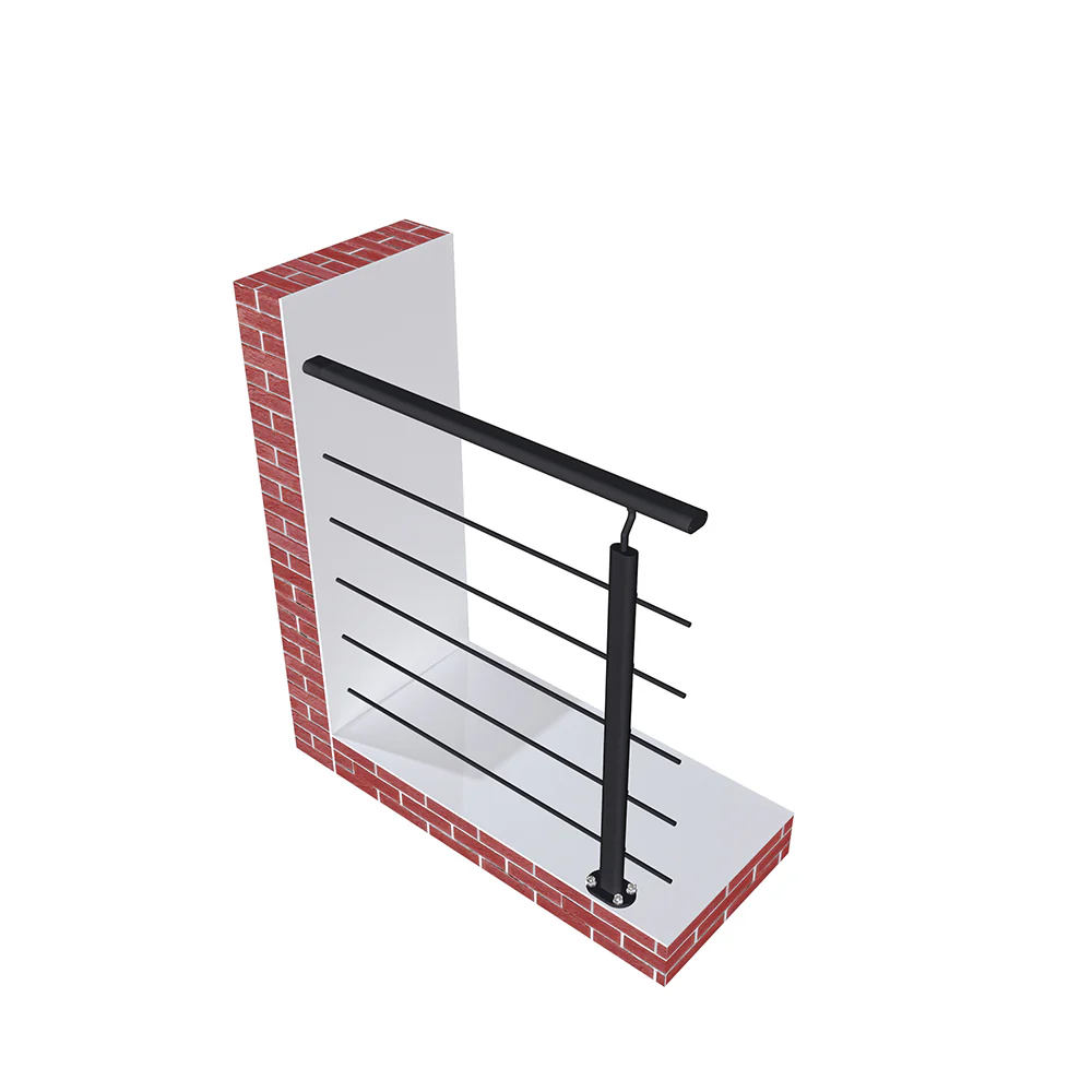 Ringhiera Balaustra in Alluminio Nero Opaco o Argento Opaco 100x100cm a Fissaggio a Pavimento, con supporto di collegamento a Parete - Image 11