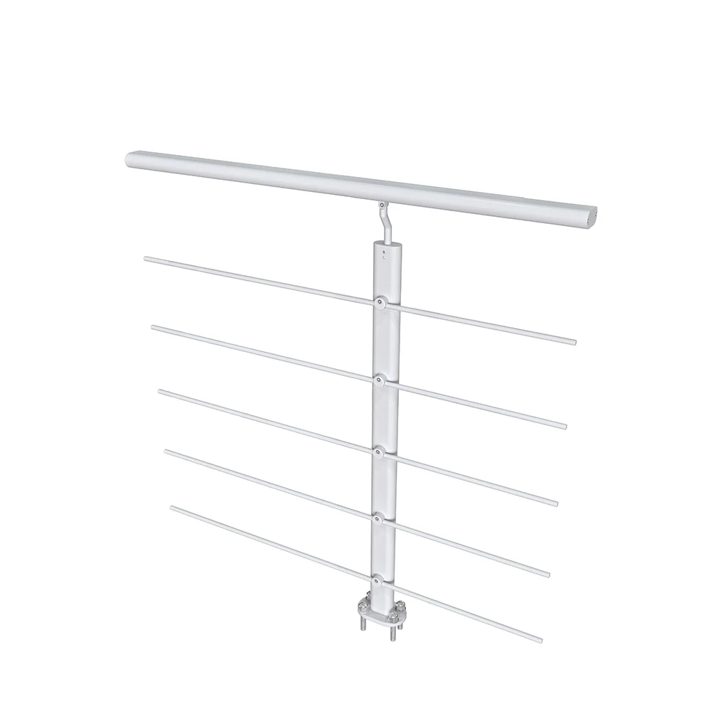 Ringhiera Balaustra in Alluminio Nero Opaco o Argento Opaco 100x100cm a Fissaggio a Pavimento, con supporto di collegamento a Parete - Image 3