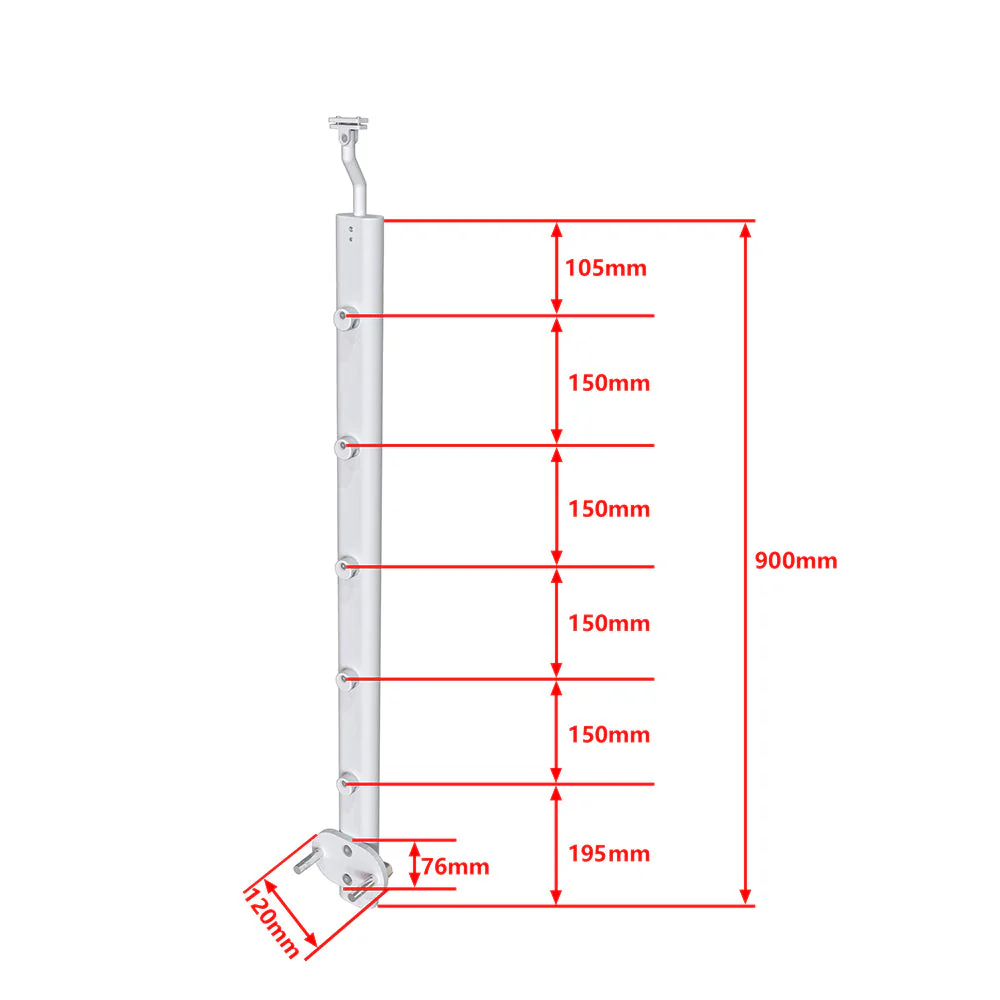 Ringhiera Parapetto in Alluminio Argento o Nero Opaco 100x100cm per interni ed esterni a Fissaggio a Parete - Image 11