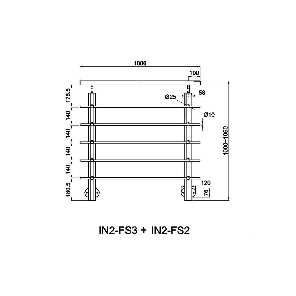 Ringhiera Parapetto in Alluminio Argento o Nero Opaco 100x100cm per interni ed esterni a Fissaggio a Parete - Image 7