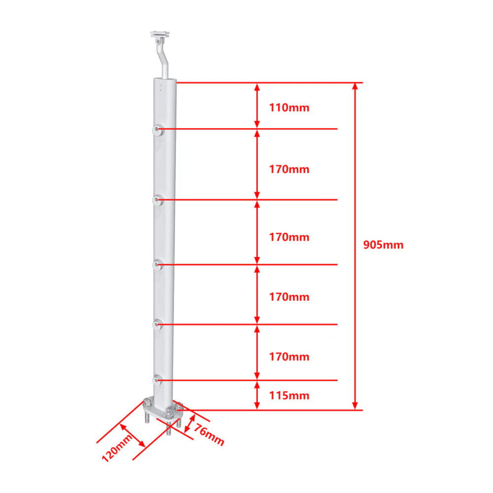 Ringhiera Parapetto in Alluminio Argento o Nero Opaco 100x100cm per interni ed esterni a Fissaggio a Pavimento - Image 4
