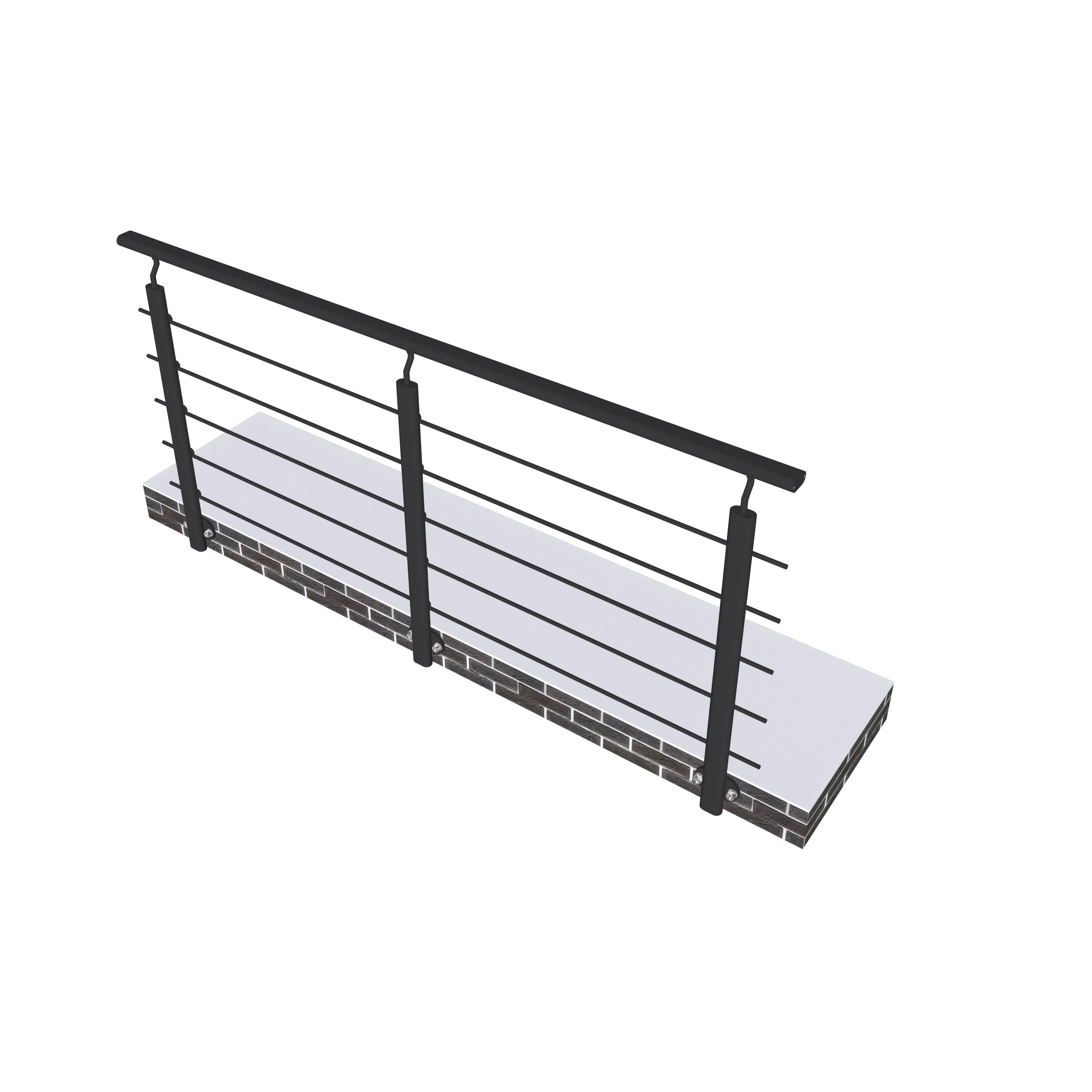 Ringhiera Parapetto in Alluminio Argento o Nero Opaco 200x100cm per interni ed esterni a Fissaggio a Parete - Image 9