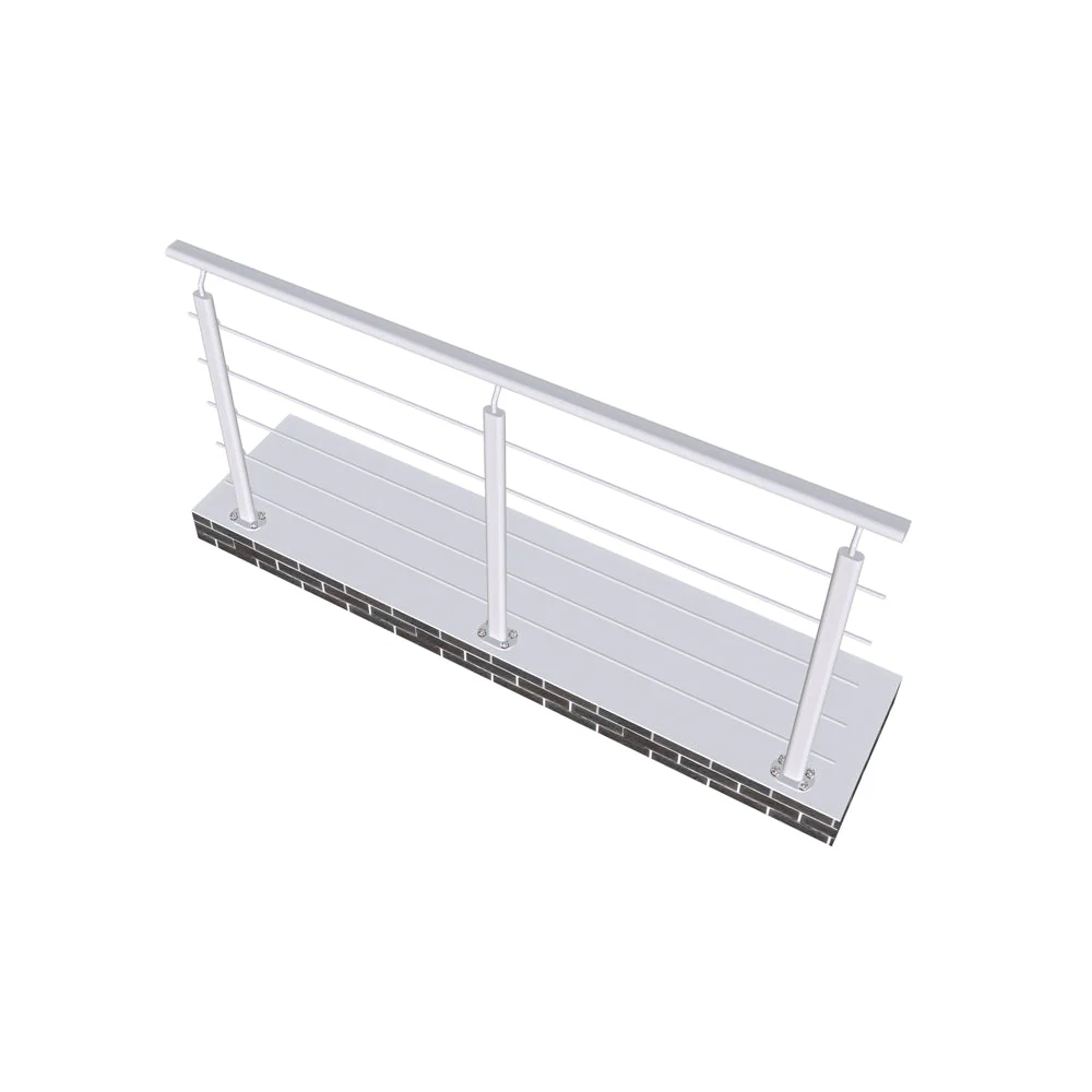 Ringhiera Parapetto in Alluminio Argento o Nero Opaco 200x100cm per interni ed esterni a Fissaggio a Pavimento - Image 9