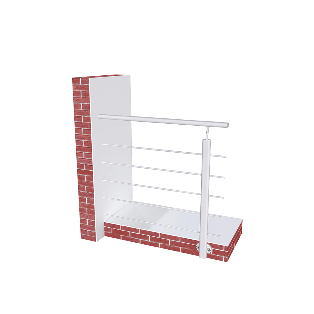 Ringhiera Parapetto in Alluminio Nero Opaco o Argento Opaco 100x100cm a Fissaggio a Parete, con supporto di collegamento a Parete - Image 10