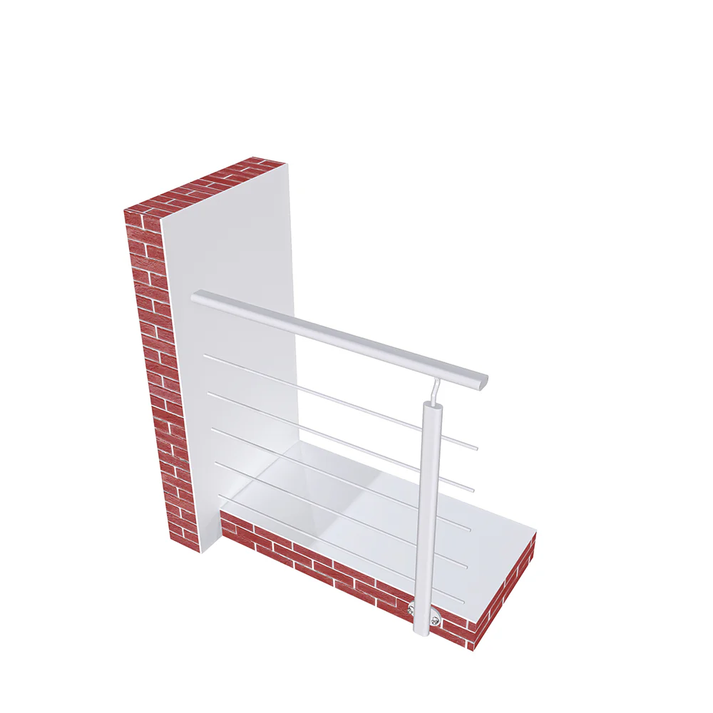 Ringhiera Parapetto in Alluminio Nero Opaco o Argento Opaco 100x100cm a Fissaggio a Parete, con supporto di collegamento a Parete - Image 11