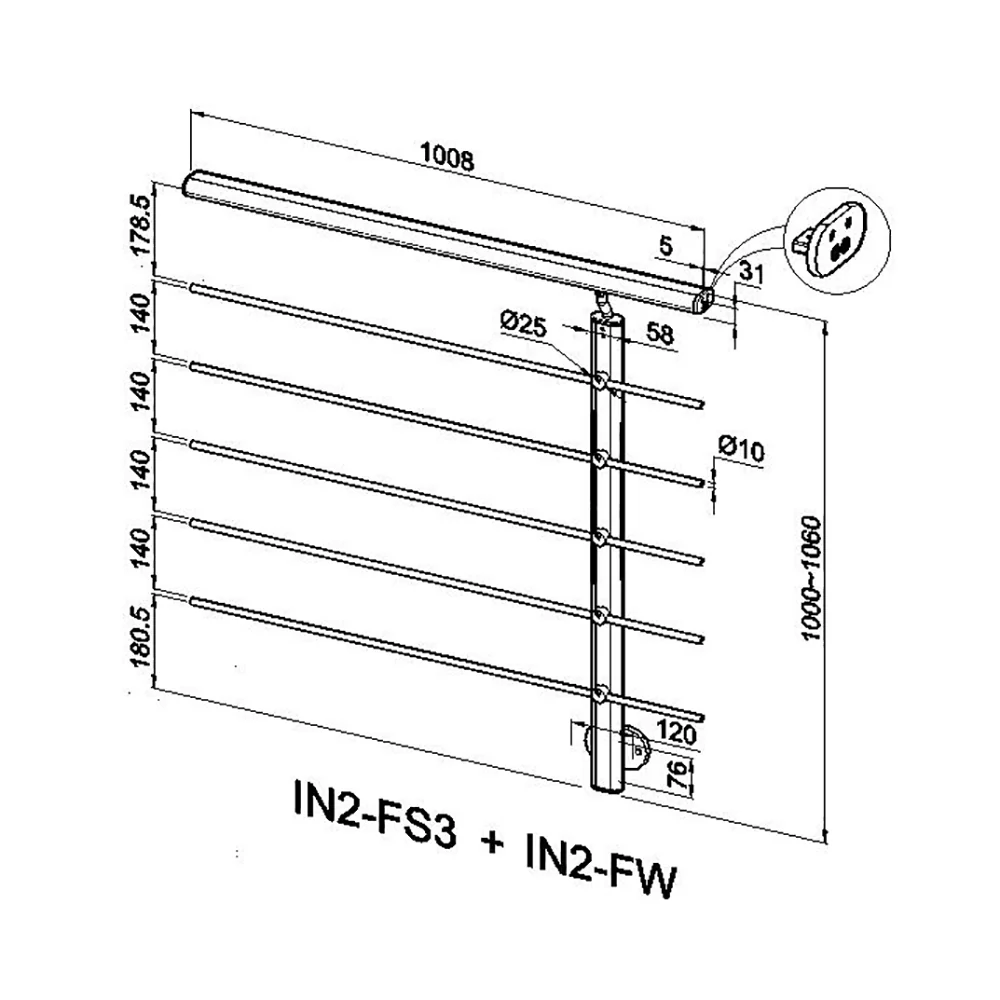 Ringhiera Parapetto in Alluminio Nero Opaco o Argento Opaco 100x100cm a Fissaggio a Parete, con supporto di collegamento a Parete - Image 9