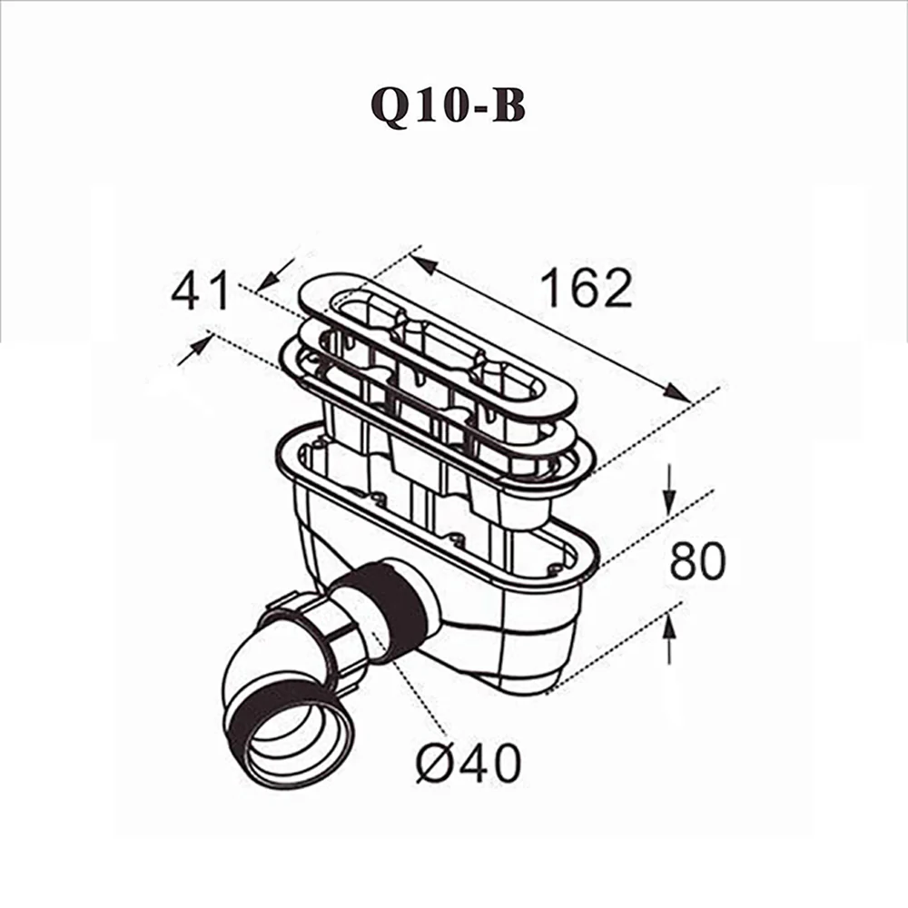 Sifone Pilettone di Scarico 162x41x80 mm con Uscita Orizzontale e Tubo Regolabile da 300 a 980 mm per Piatto Doccia Aica - Image 3