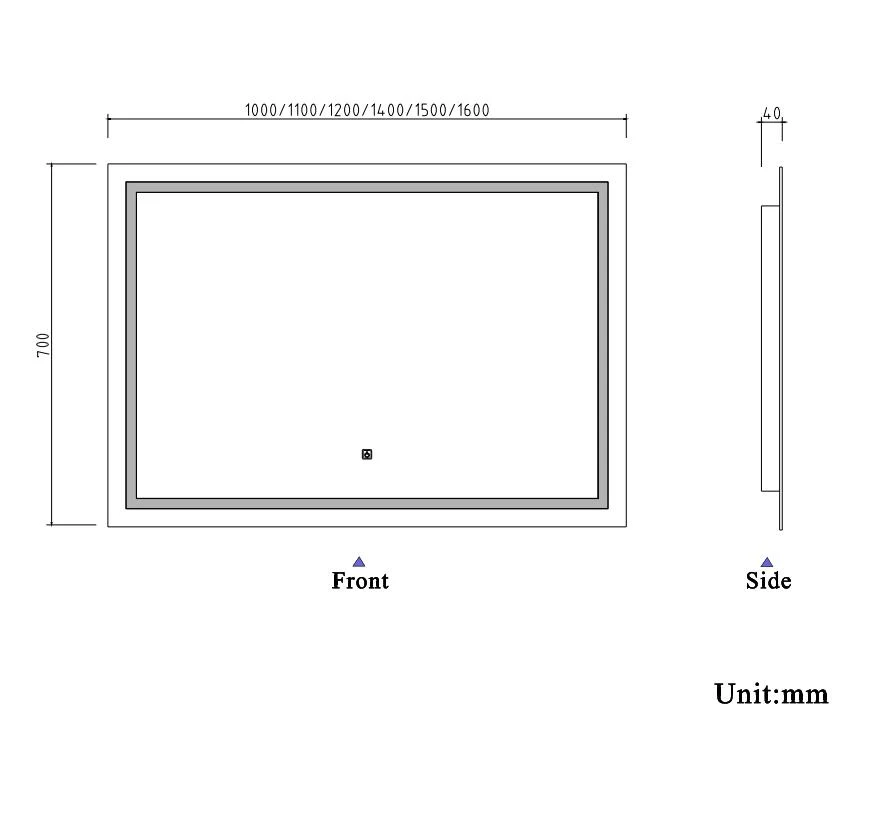 Aica Specchio Per Trucco Da Parete A Parete Con Specchio A Led Per Il Bagno A Parete A Led Nuovo Pulsante,Bianco Freddo,Anti-Appannamento - Image 10