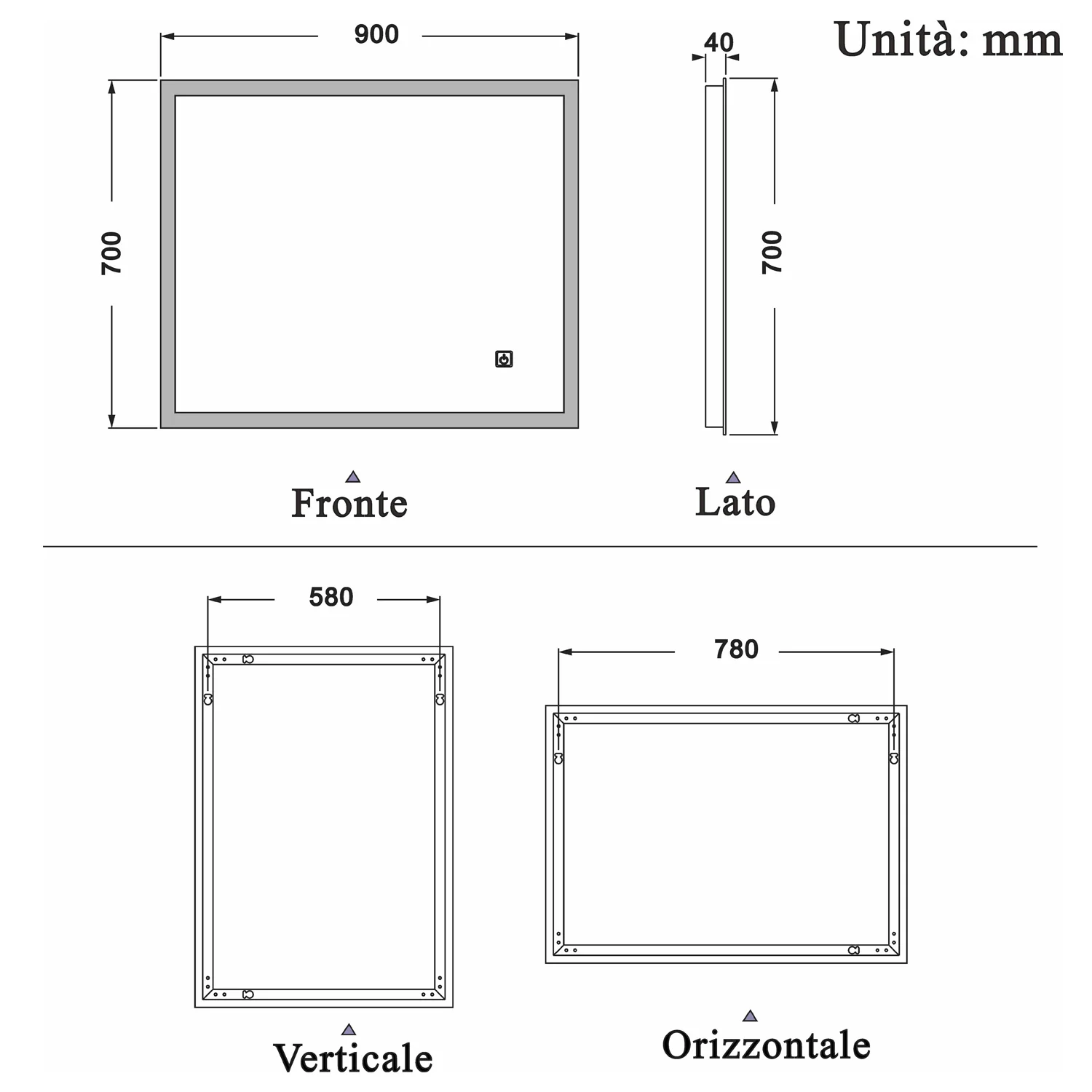 Specchio Per Trucco Da Parete A Parete Con Specchio A Led Per Il Bagno A Parete A Led Nuovo Pulsante,Bianco Freddo,Anti-Appannamento - Image 10