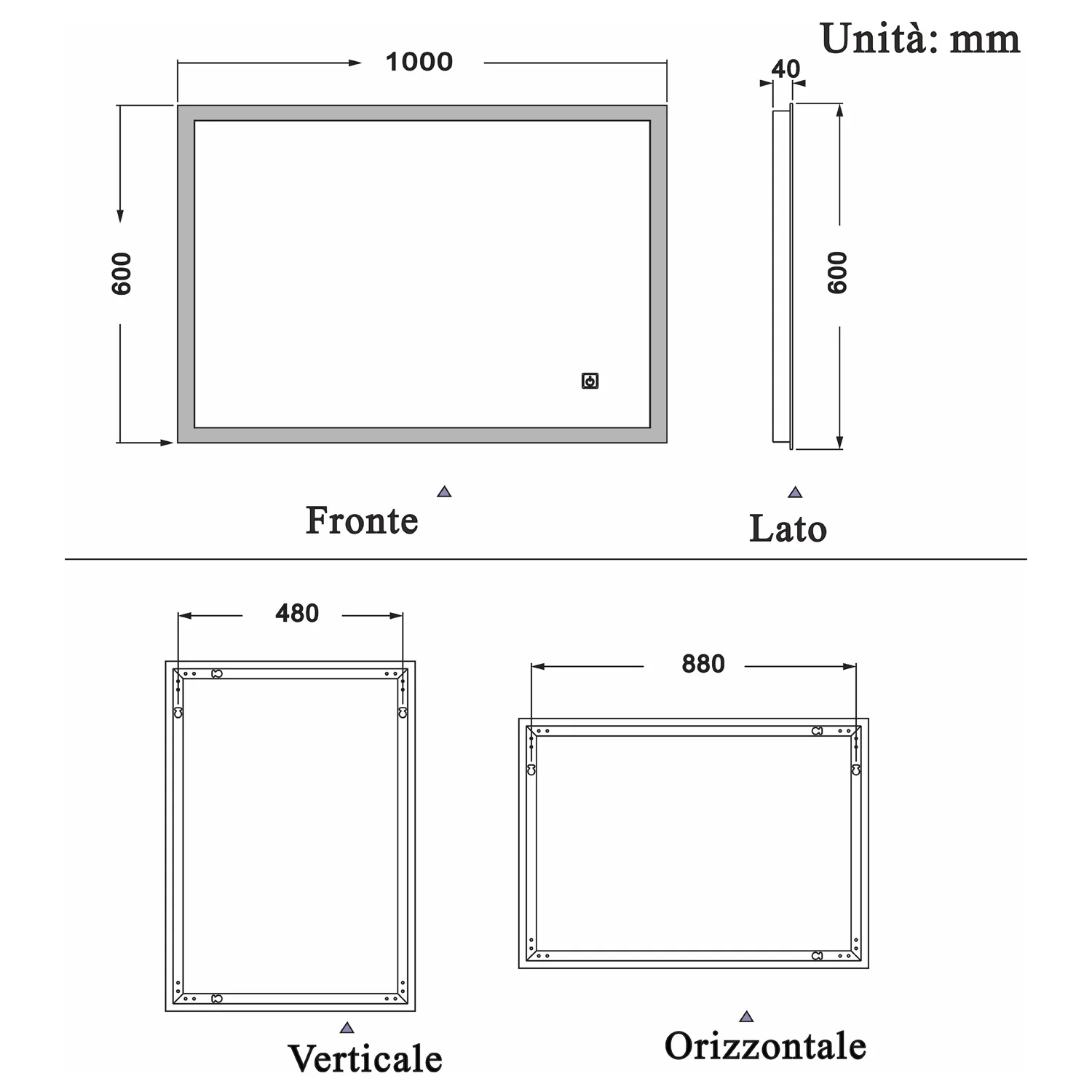 Specchio Per Trucco Da Parete A Parete Con Specchio A Led Per Il Bagno A Parete A Led Nuovo Pulsante,Bianco Freddo,Anti-Appannamento - Image 11