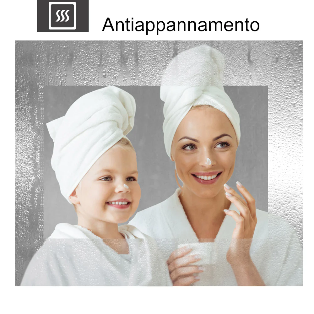 Specchio Per Trucco Da Parete A Parete Con Specchio A Led Per Il Bagno A Parete A Led Nuovo Pulsante,Bianco Freddo,Anti-Appannamento - Image 4