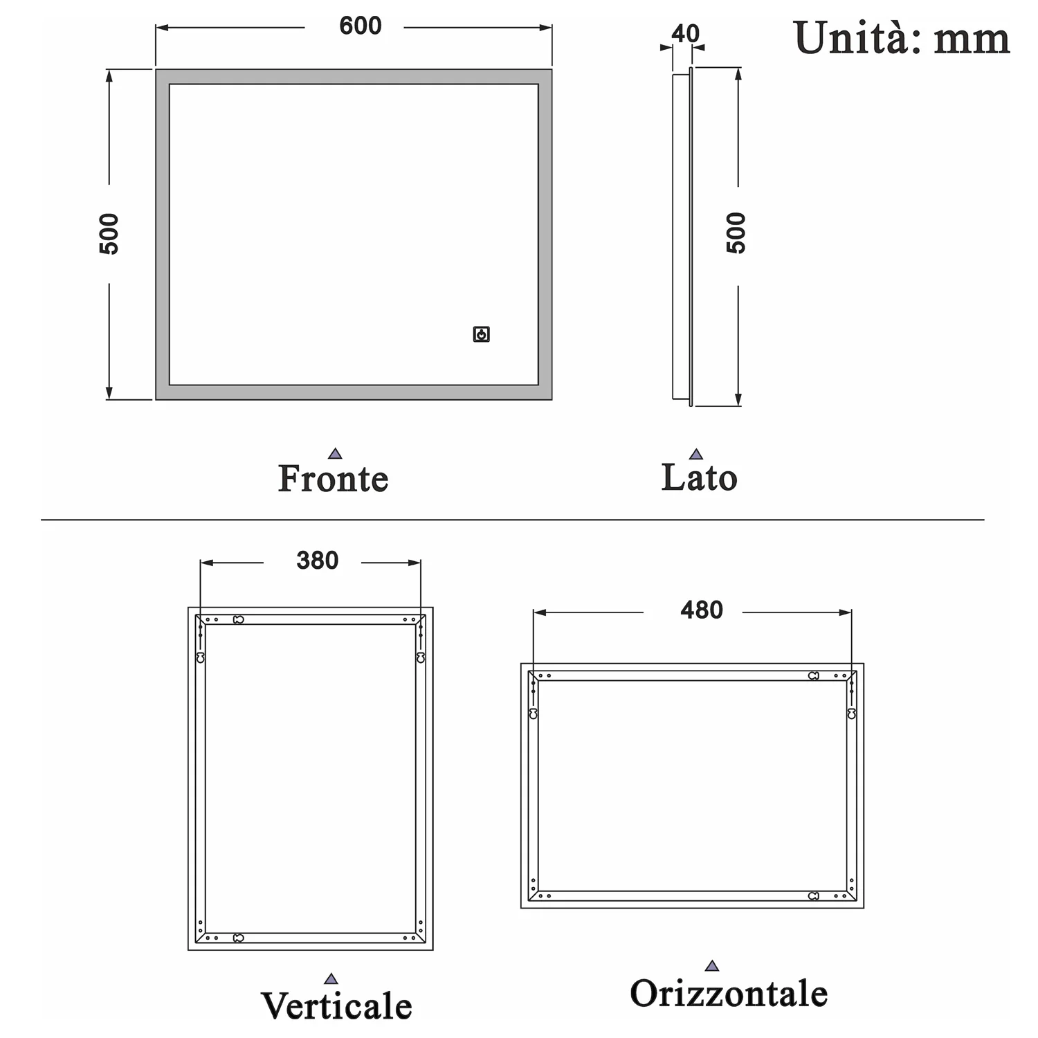 Specchio Per Trucco Da Parete A Parete Con Specchio A Led Per Il Bagno A Parete A Led Nuovo Pulsante,Bianco Freddo,Anti-Appannamento - Image 7