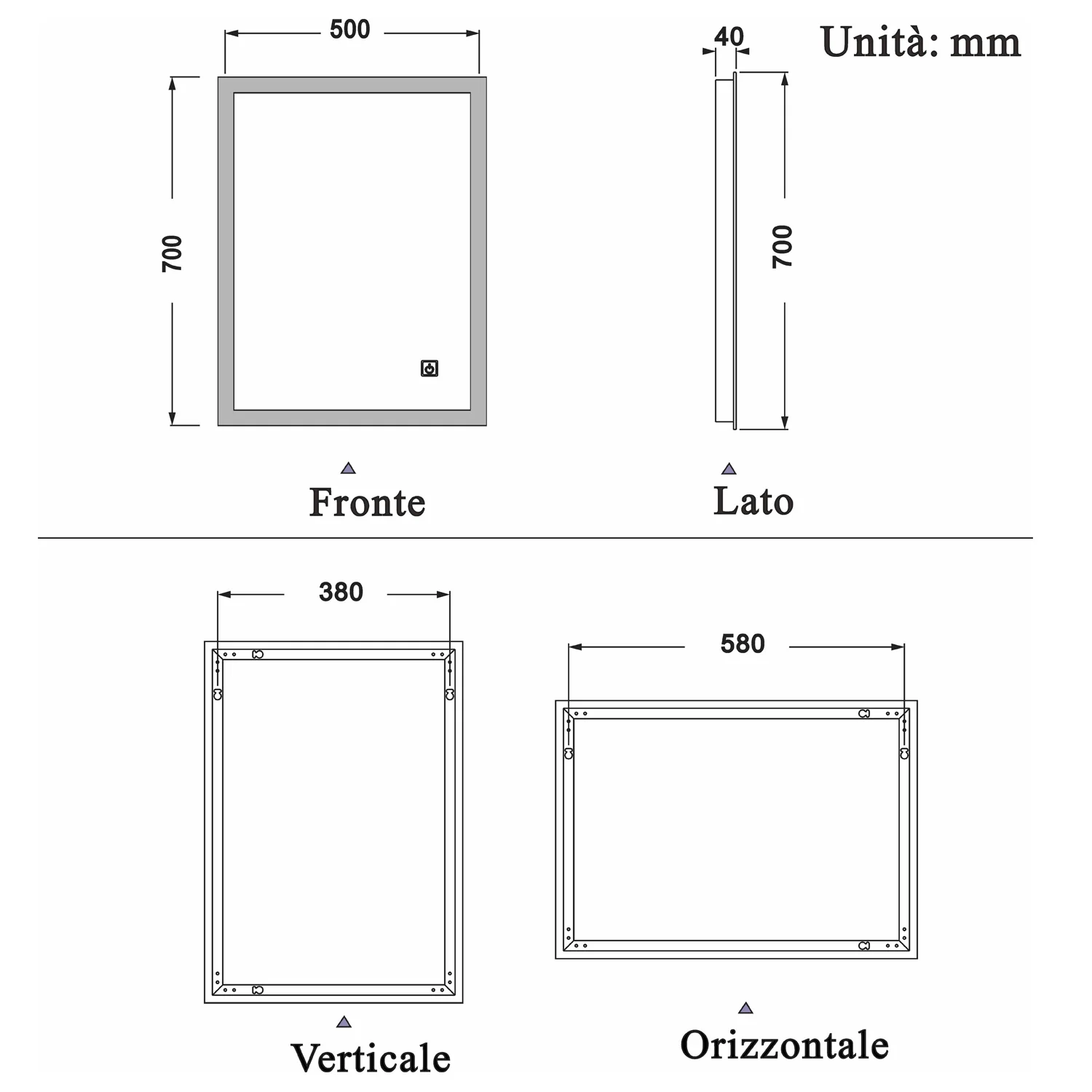 Specchio Per Trucco Da Parete A Parete Con Specchio A Led Per Il Bagno A Parete A Led Nuovo Pulsante,Bianco Freddo,Anti-Appannamento - Image 8