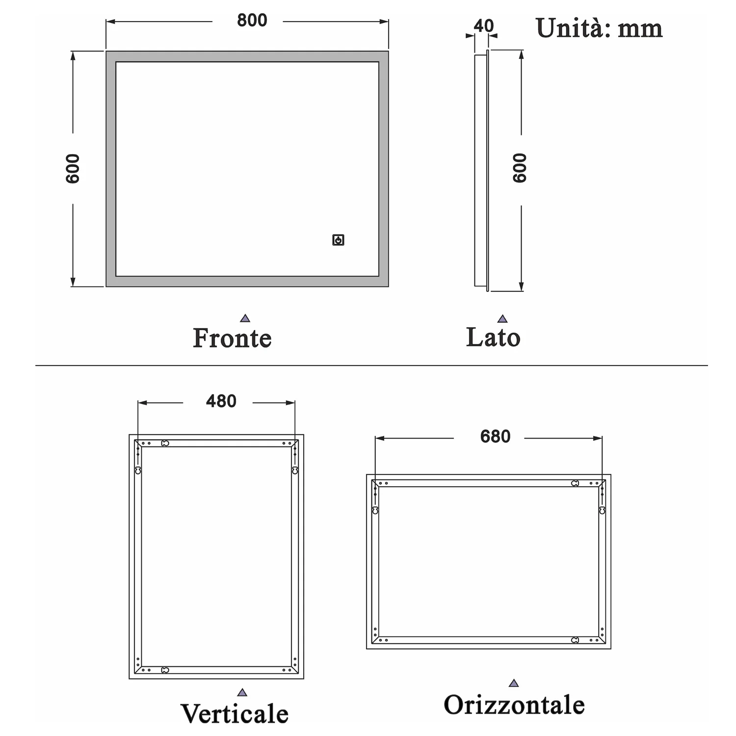 Specchio Per Trucco Da Parete A Parete Con Specchio A Led Per Il Bagno A Parete A Led Nuovo Pulsante,Bianco Freddo,Anti-Appannamento - Image 9